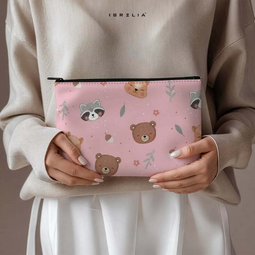 Woodland Cubs Makeup & Pencil Pouch – Double-Sided Print – IBRELIA™