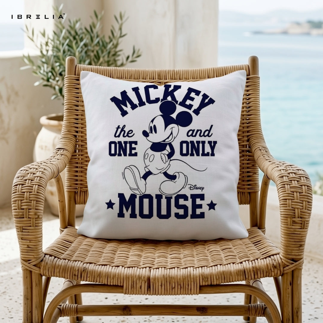 Mickey Mouse Classic Cushion – “The One and Only” Cartoon Pillow 15x15 Inch | Minimal Disney Style | IBRELIA™ IBRELIA