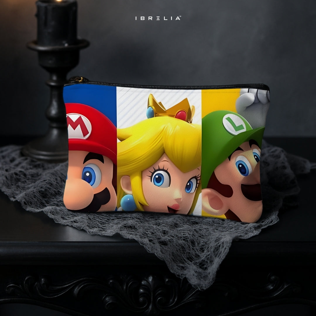Super Mario Trio Character Makeup & Pencil Pouch – Double-Sided Print – IBRELIA™