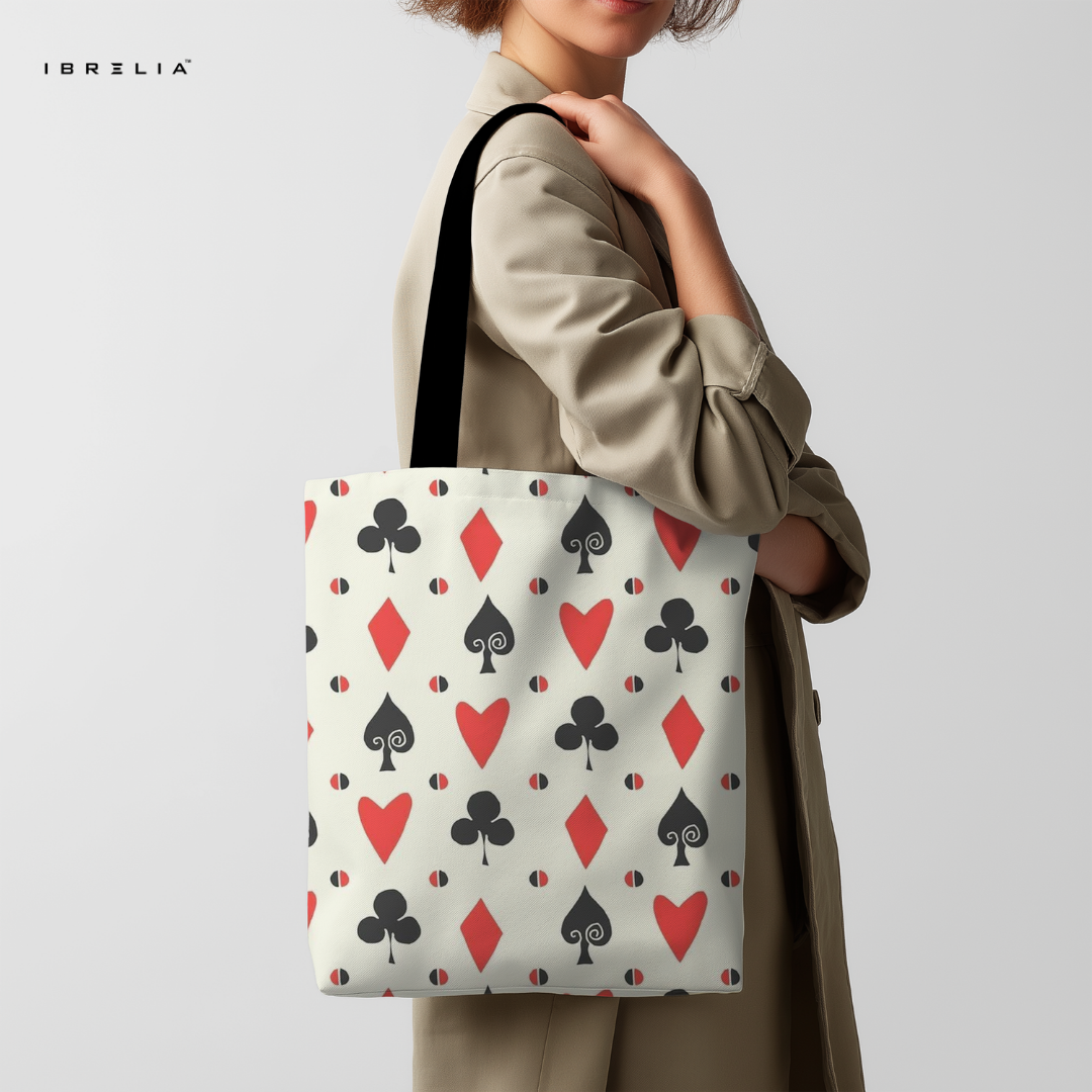 IBRELIA™ Playing Cards Pattern Tote Bag – Classic Casino Style Tote IBRELIA