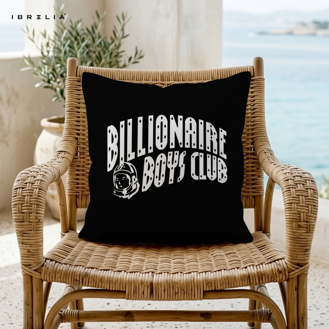 Billionaire Boys Club Logo Cushion – BBC Streetwear Typography Pillow 15x15 Inch | Black Hype Cushion | IBRELIA™ IBRELIA