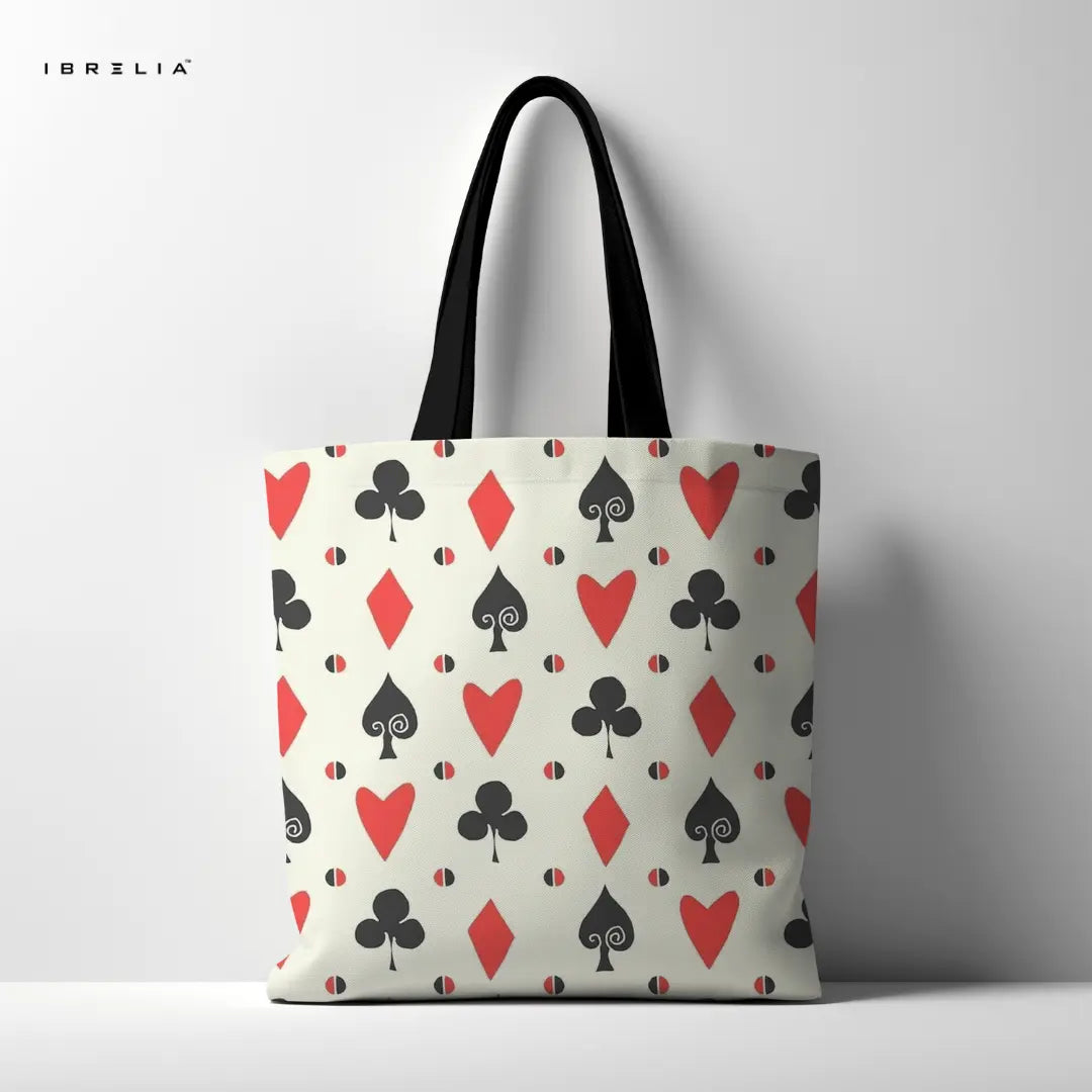 IBRELIA™ Playing Cards Pattern Tote Bag – Classic Casino Style Tote IBRELIA