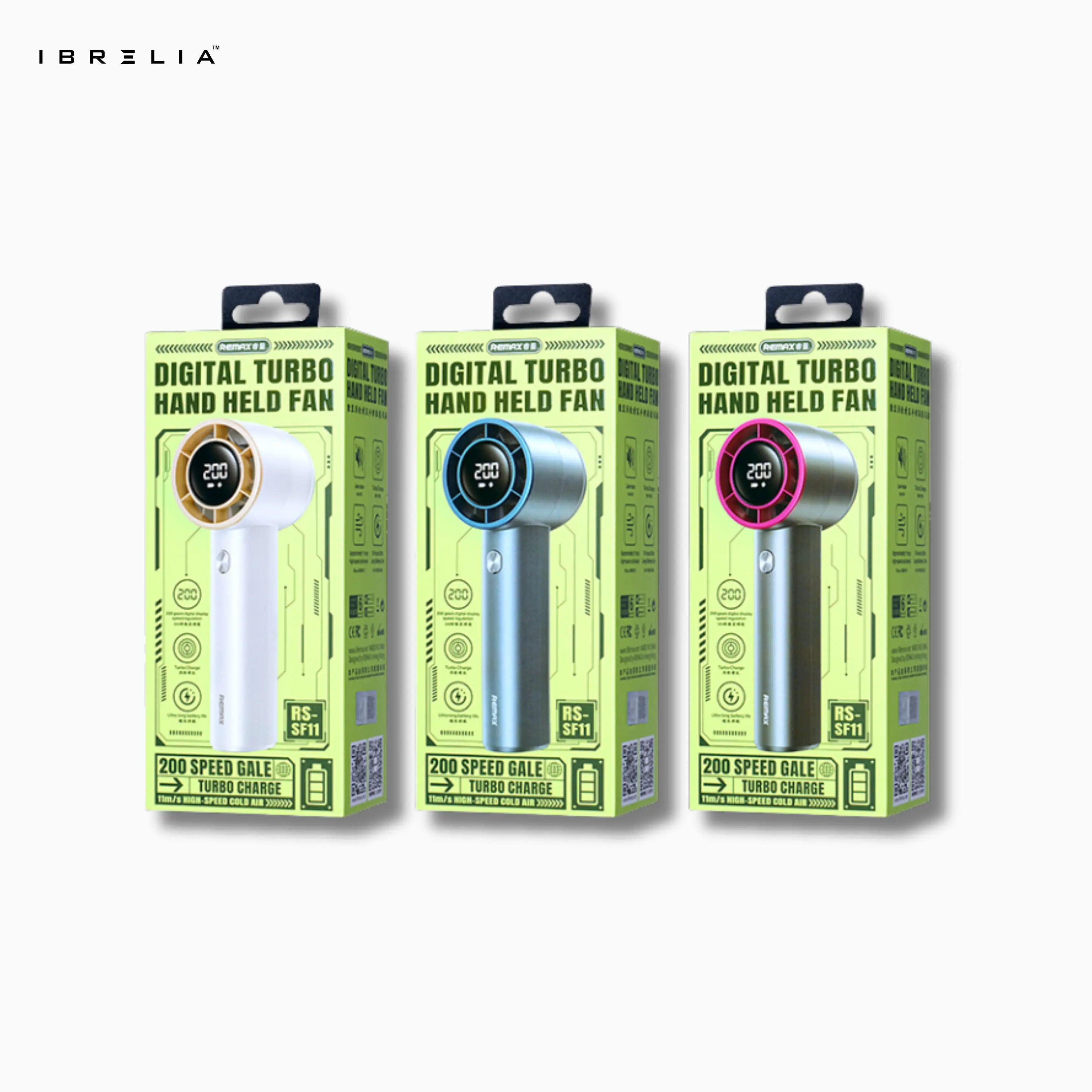 REMAX RS-SF11 Digital Display Turbocharged Handheld Fan | 200-Speed High-Speed Power | USB Rechargeable | IBRELIA™ IBRELIA