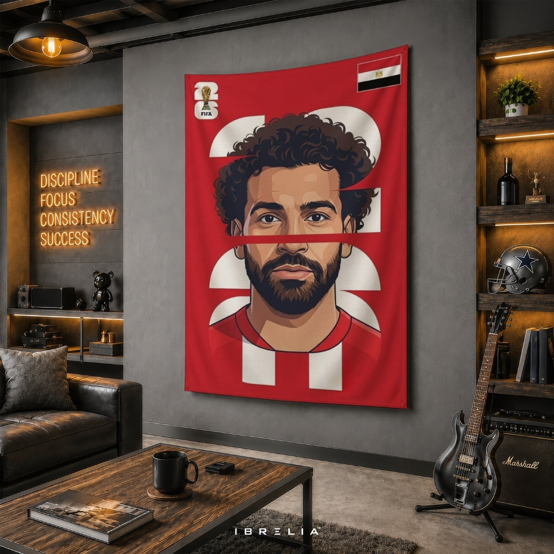 Mohamed Salah Egypt Number 10 Graphic Edition – Premium Jute Fabric Tapestry – IBRELIA™
