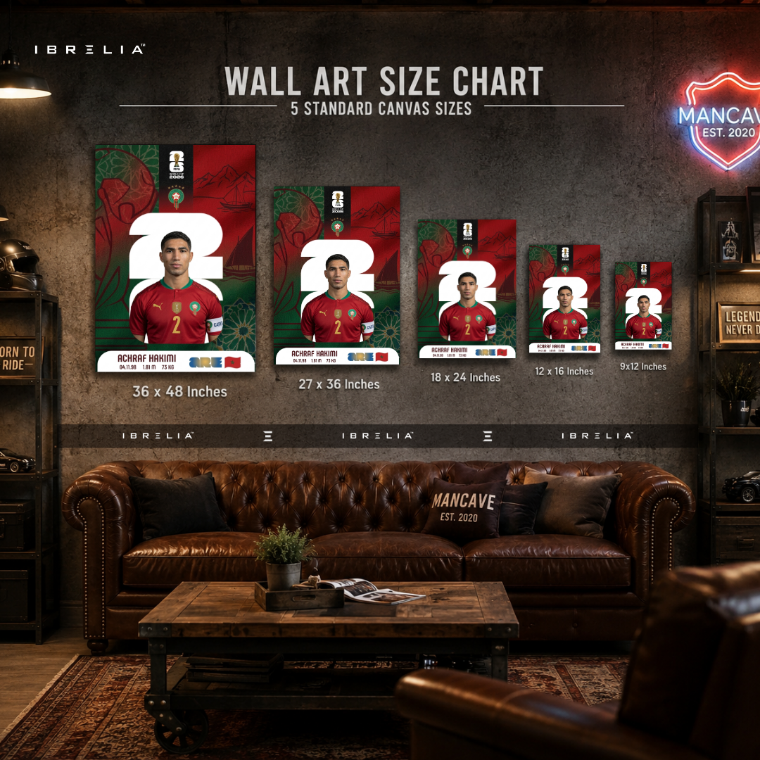 Achraf Hakimi FIFA World Cup 2026 Wall Art – Morocco Football Captain | IBRELIA™