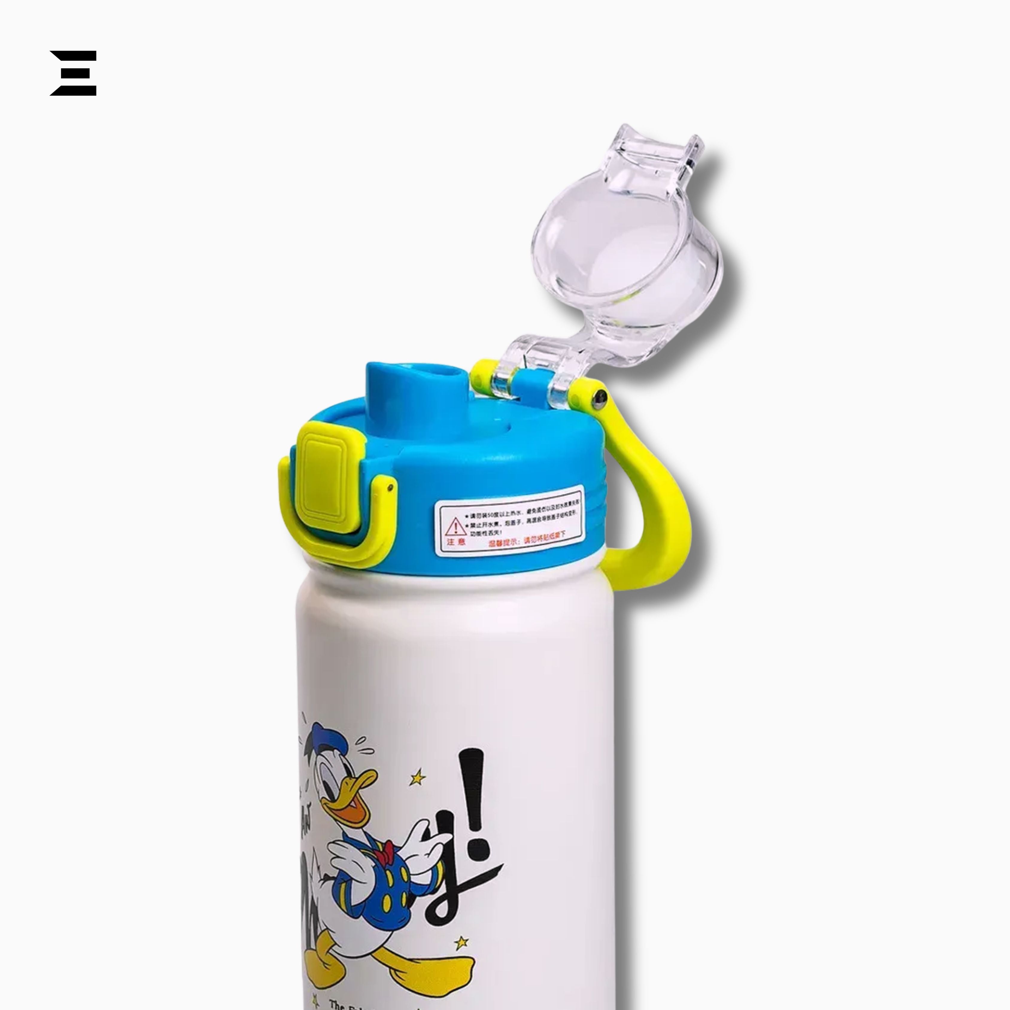 Donald Duck Kids Water Bottle with Flip Straw Lid | Disney Cartoon Drinking Bottle | IBRELIA™