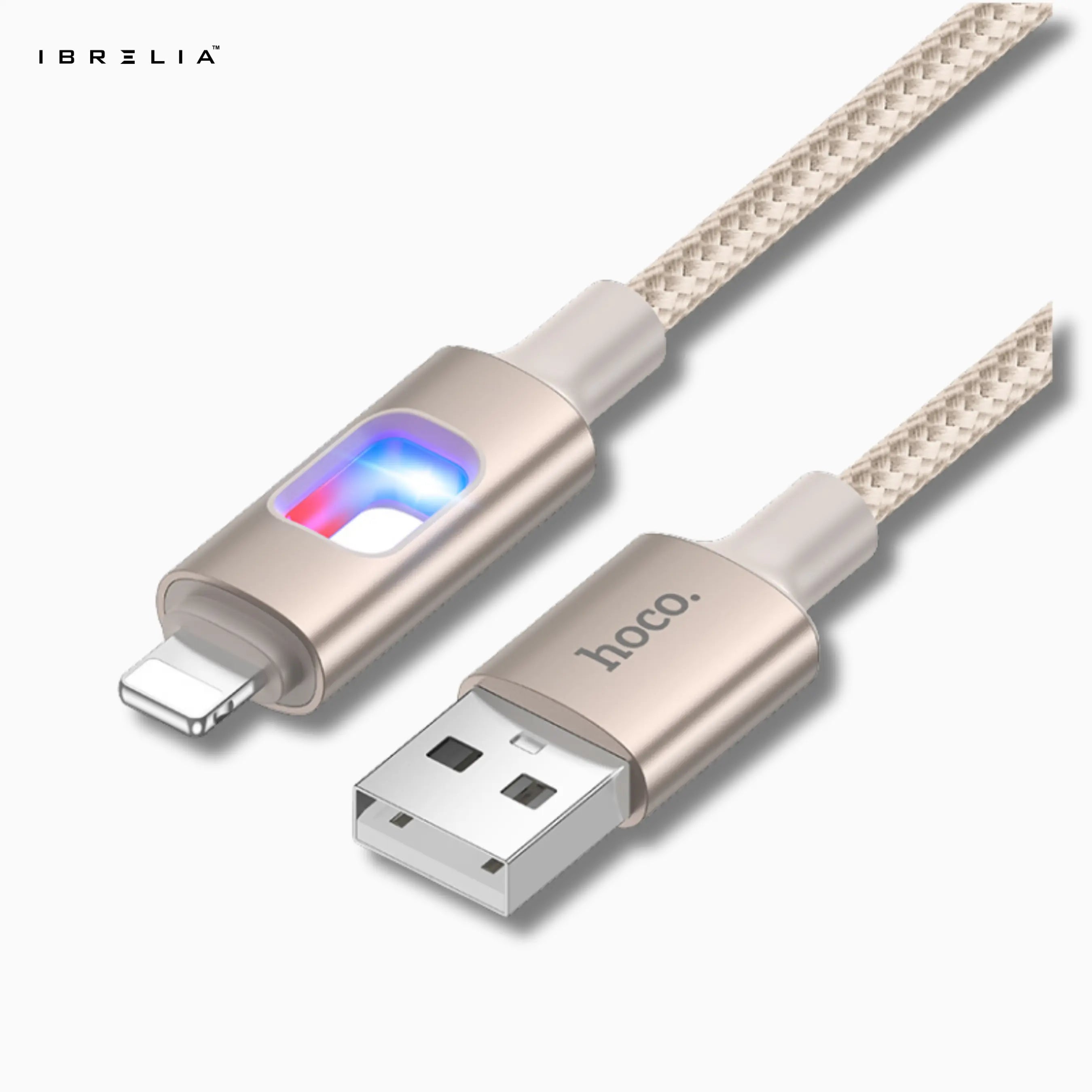 HOCO U144 Colorful LED Charging Data Cable | iPhone | 1.2m Nylon Braided | 2.4A Fast Charge | IBRELIA™ IBRELIA