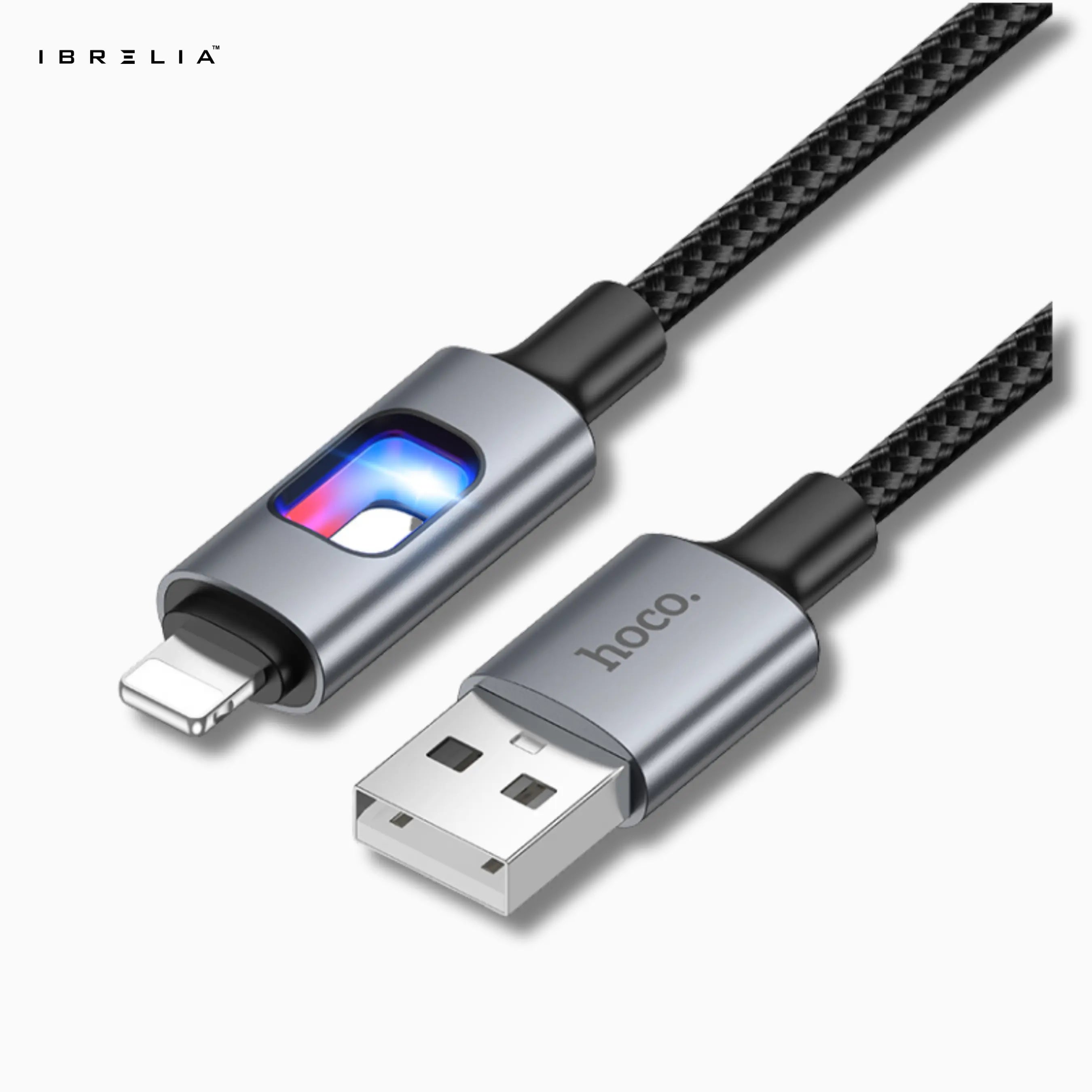 HOCO U144 Colorful LED Charging Data Cable | iPhone | 1.2m Nylon Braided | 2.4A Fast Charge | IBRELIA™ IBRELIA