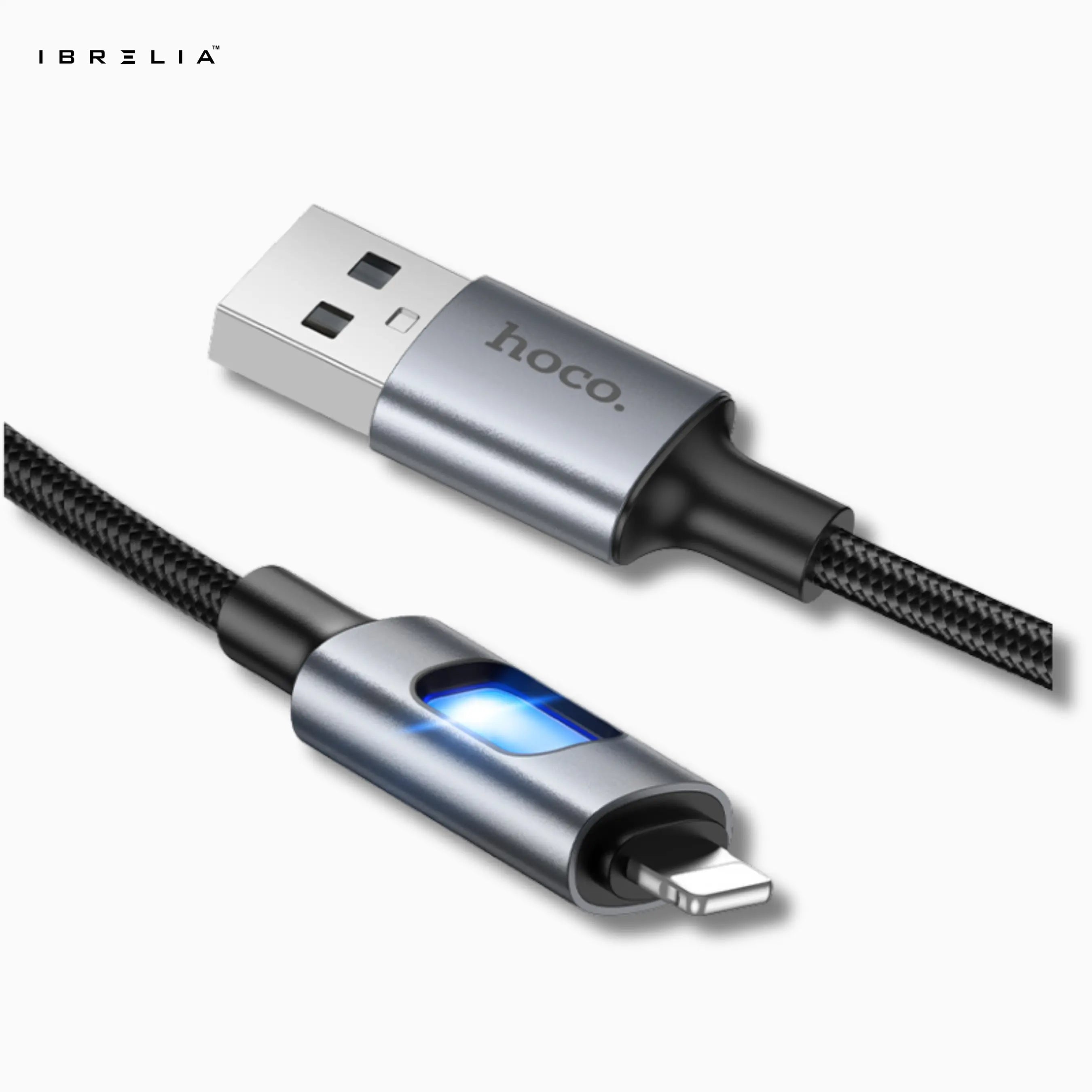 HOCO U144 Colorful LED Charging Data Cable | iPhone | 1.2m Nylon Braided | 2.4A Fast Charge | IBRELIA™ IBRELIA