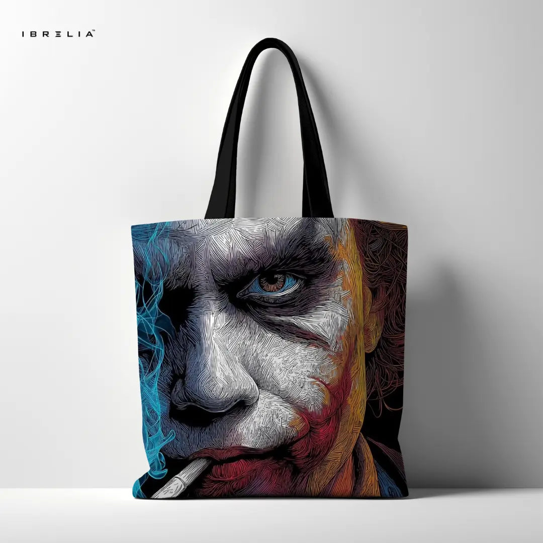 IBRELIA™ Joker Inspired Artistic Tote Bag – Abstract Face Graphic Tote IBRELIA