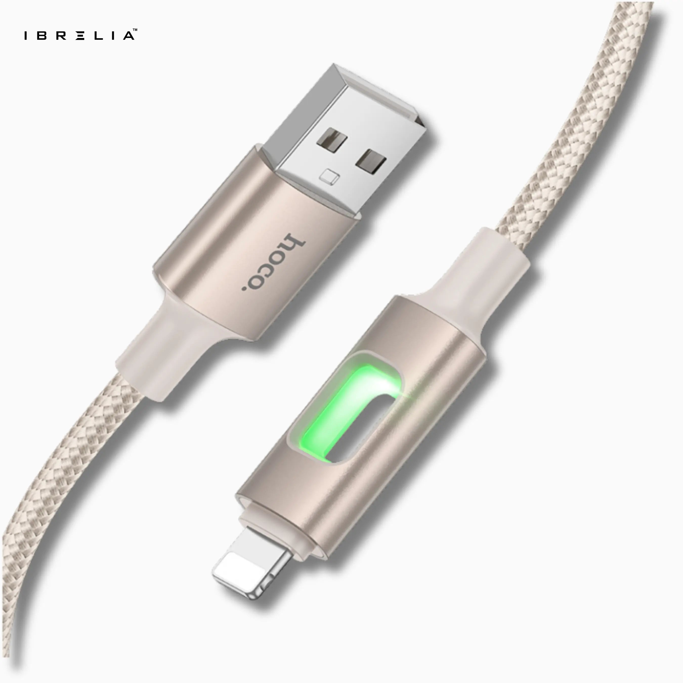HOCO U144 Colorful LED Charging Data Cable | iPhone | 1.2m Nylon Braided | 2.4A Fast Charge | IBRELIA™ IBRELIA