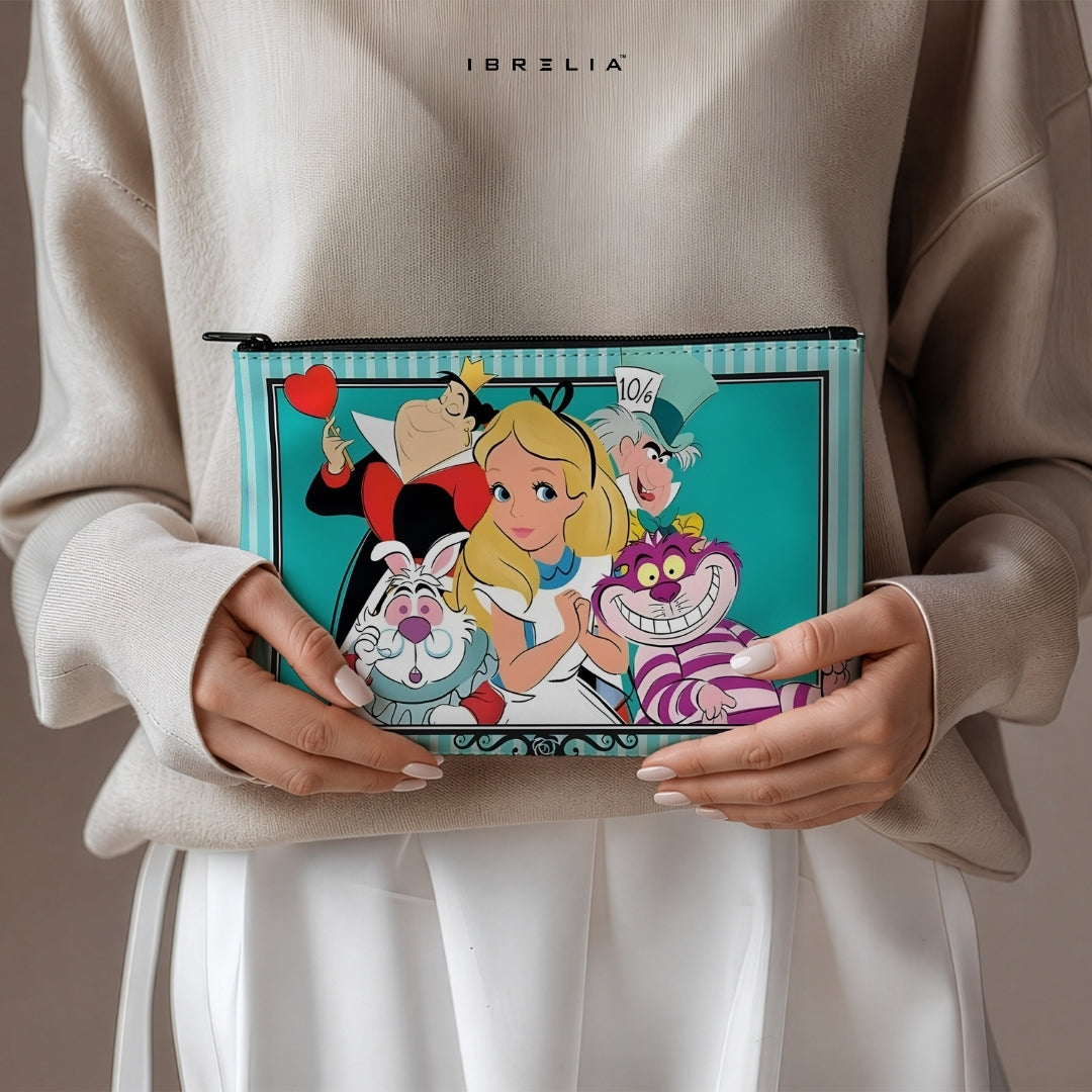 Alice in Wonderland Character Makeup & Pencil Pouch – Double-Sided Print – IBRELIA™ IBRELIA