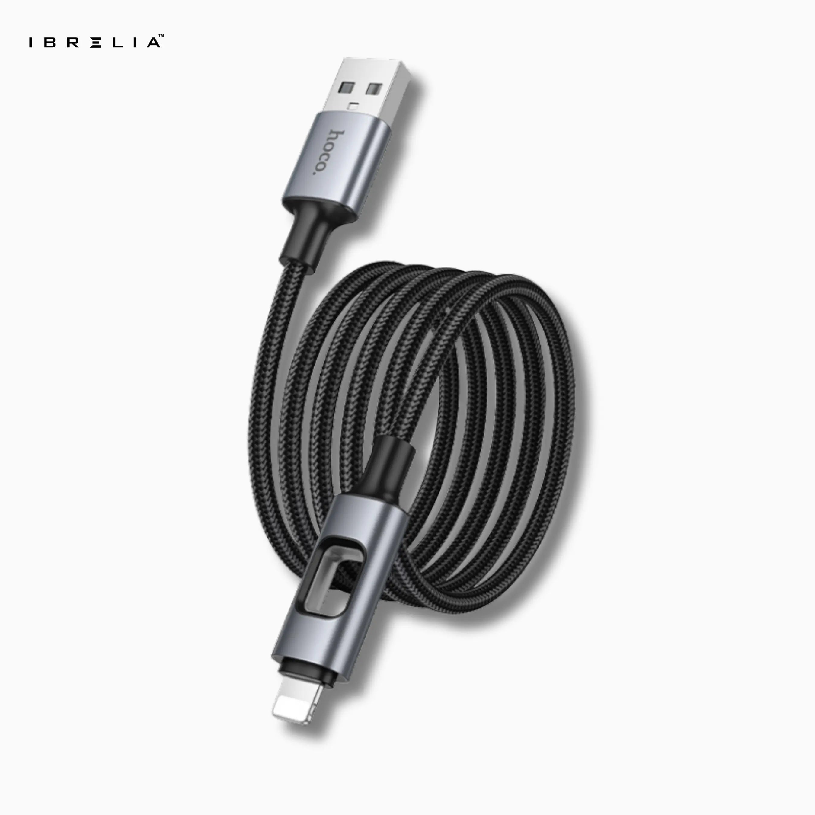 HOCO U144 Colorful LED Charging Data Cable | iPhone | 1.2m Nylon Braided | 2.4A Fast Charge | IBRELIA™ IBRELIA