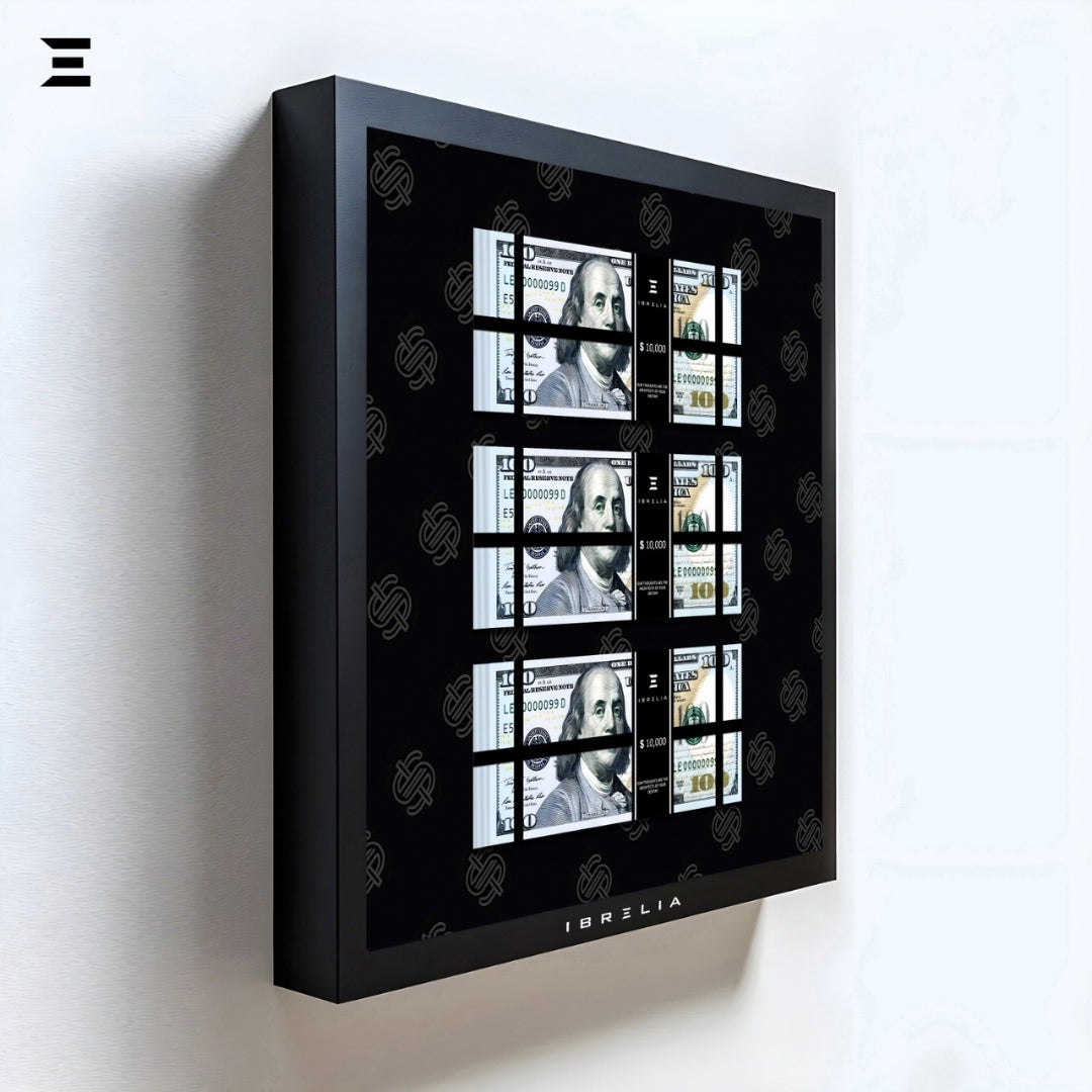 IBRELIA™ 3D USD Money Frame – $100 Stacks | Premium 12x12 Luxury Acrylic Display Frame IBRELIA