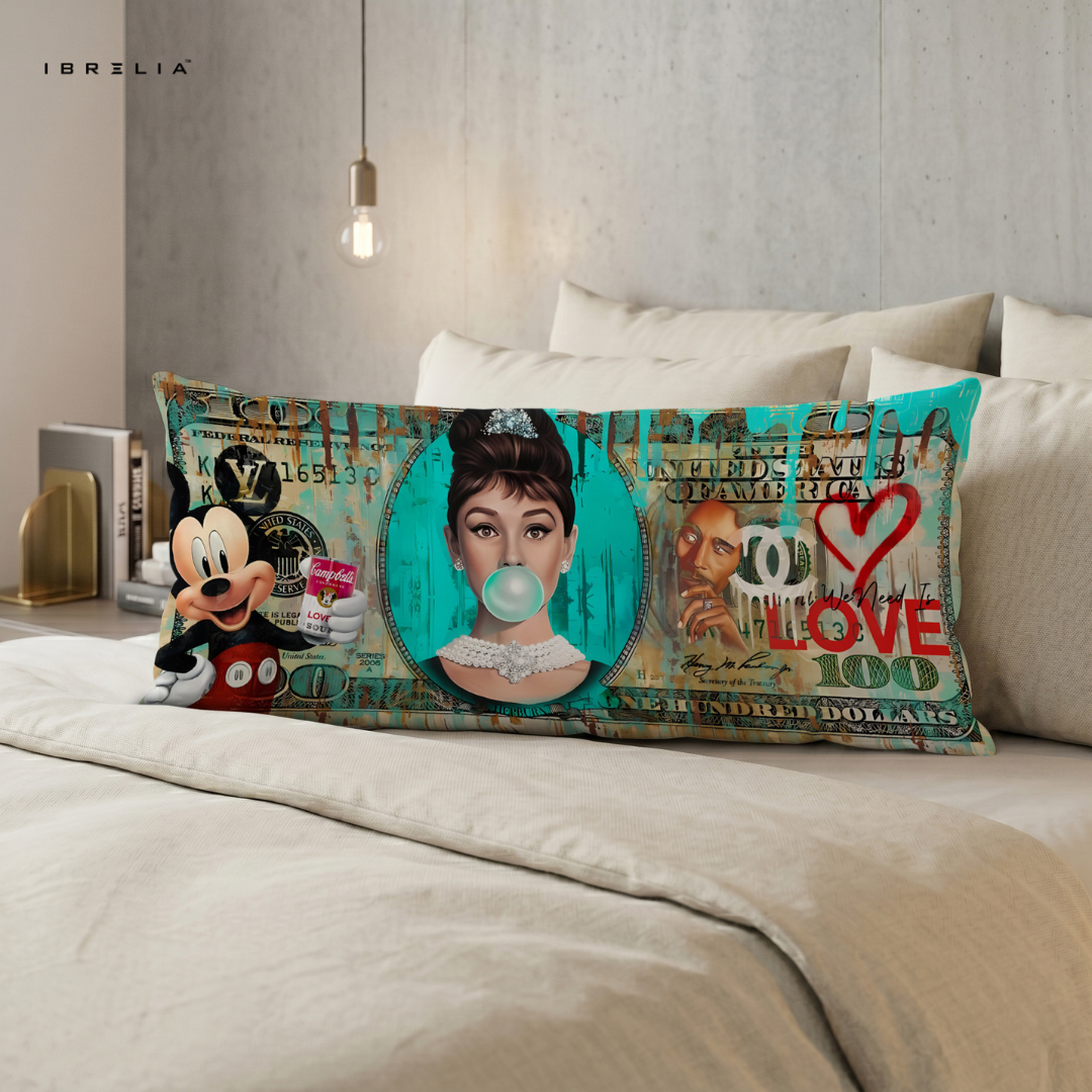 IBRELIA™ Luxe Icons Mint Pop Ultra Wide Cushion – Premium Jute Luxury Sofa Pillow (46 x 19 Inches) IBRELIA