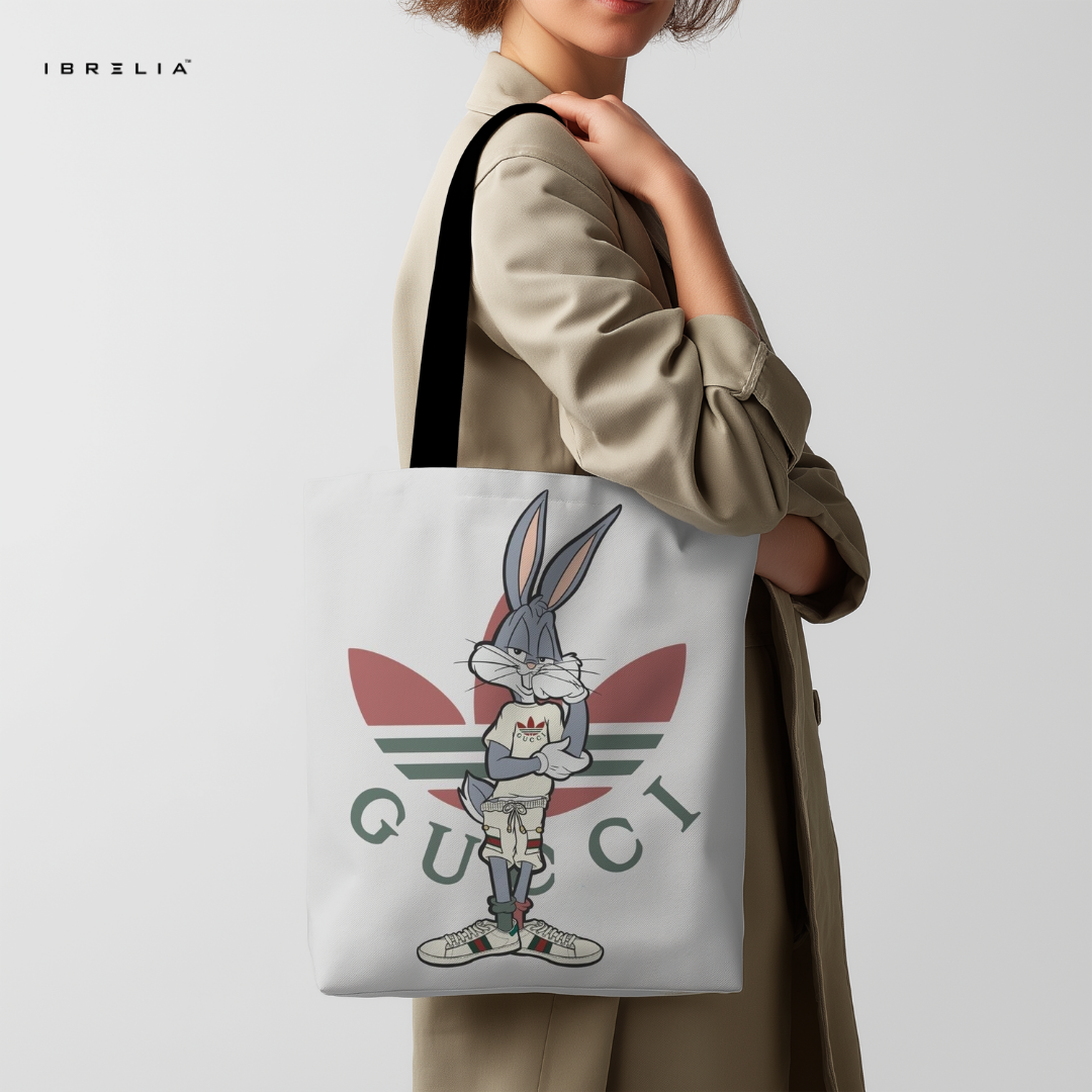 IBRELIA™ Street Bunny Graphic Tote Bag – Urban Cartoon Style Tote IBRELIA