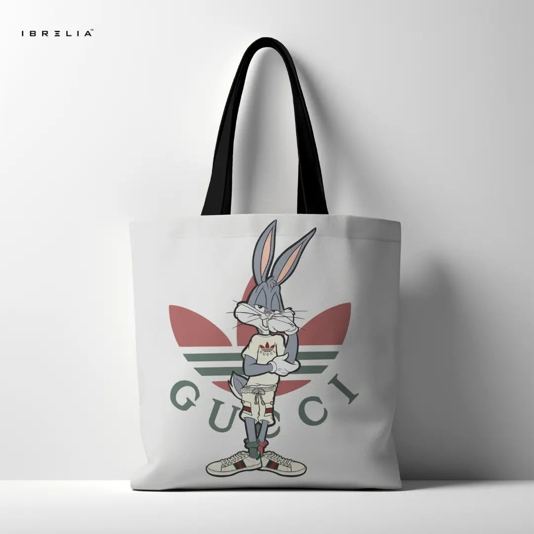 IBRELIA™ Street Bunny Graphic Tote Bag – Urban Cartoon Style Tote IBRELIA