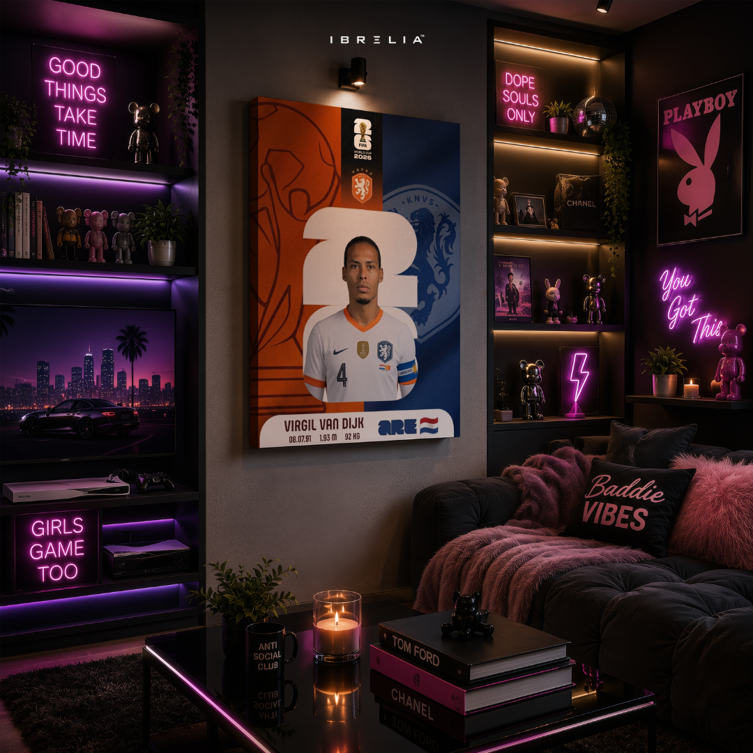 Virgil van Dijk FIFA World Cup 2026 Wall Art – Netherlands Football Captain | IBRELIA™