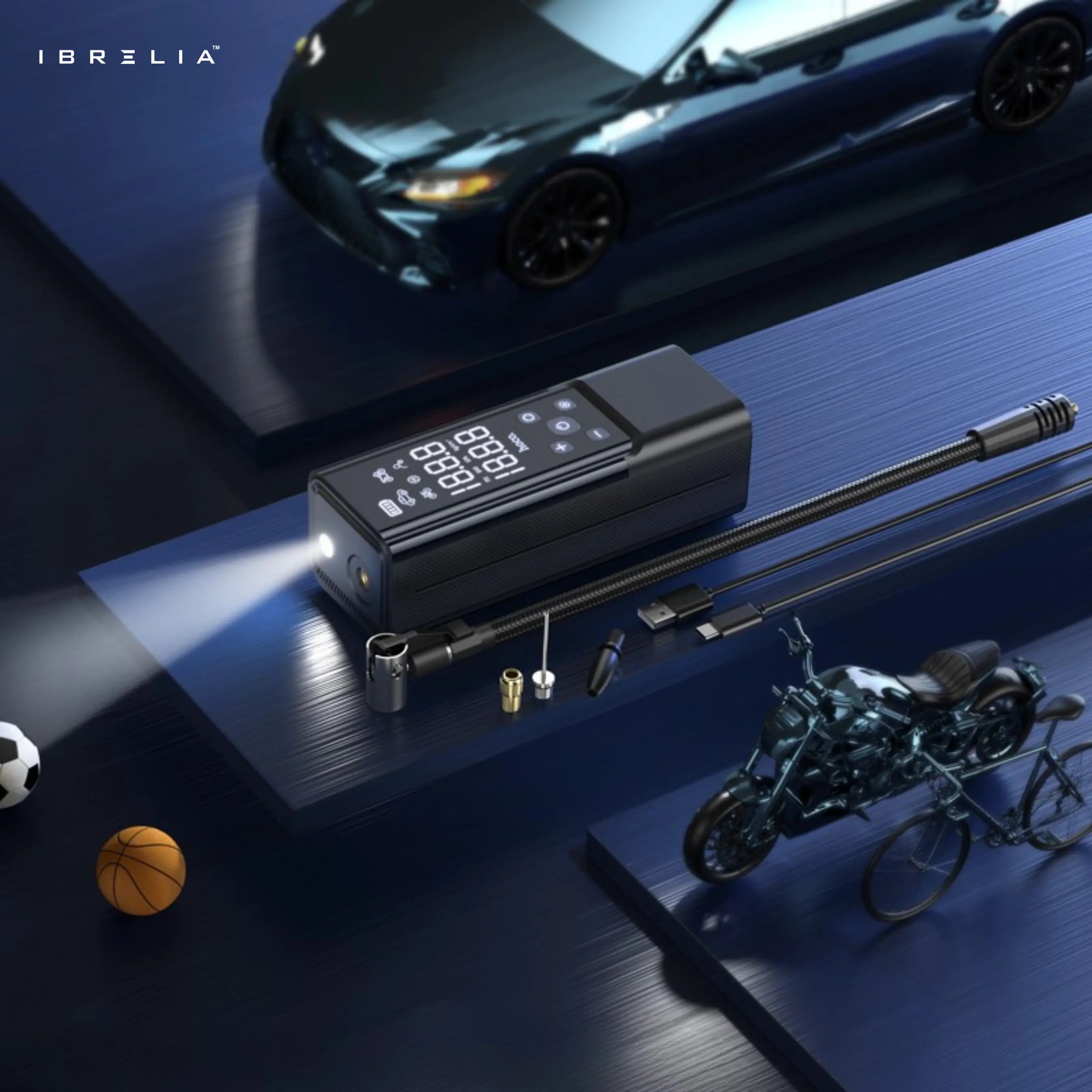 HOCO ZP7 Maddy Portable Smart Air Pump – 5000mAh 2-in-1 Power Bank & Air Compressor | IBRELIA™ IBRELIA
