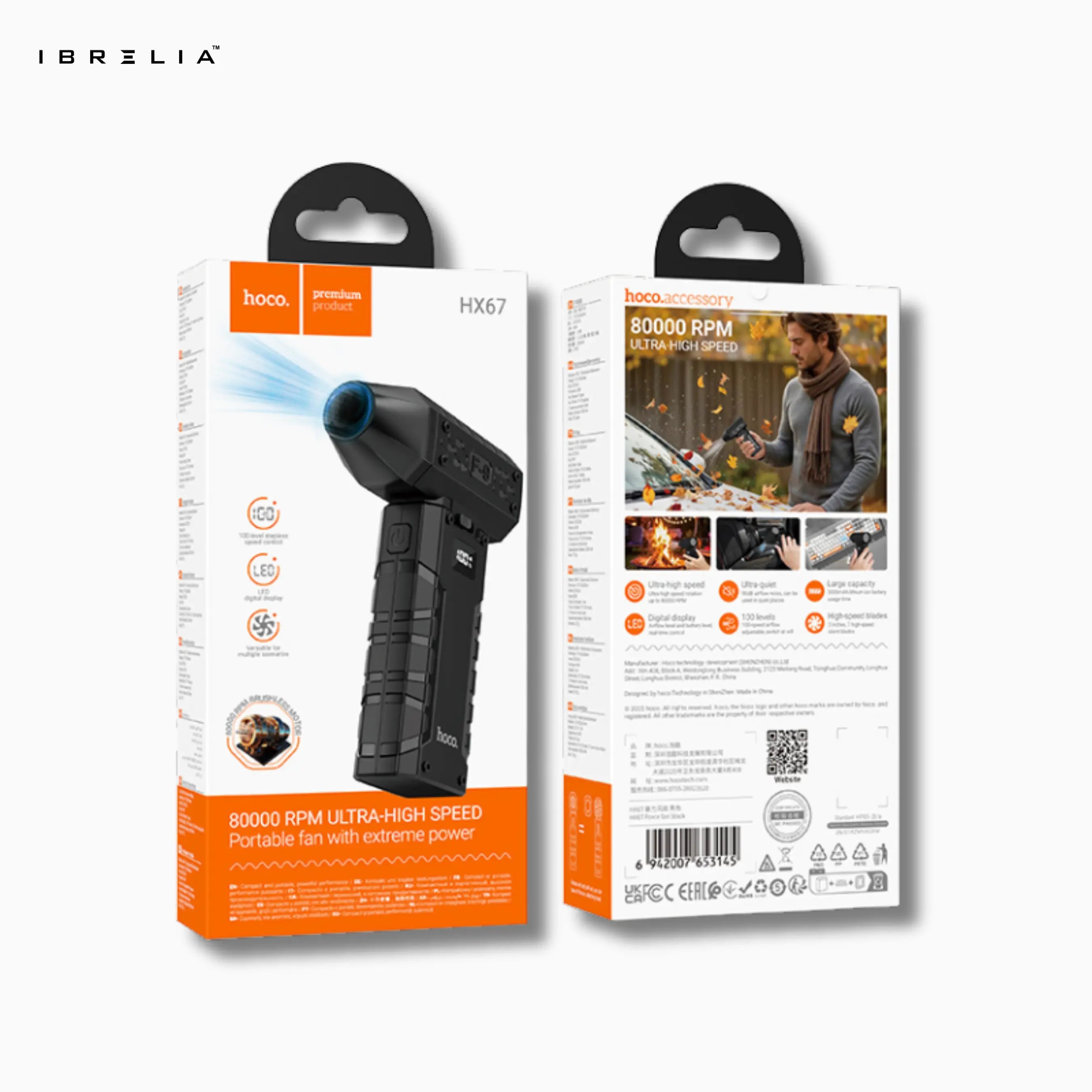 HOCO HX67 – 80,000 RPM Ultra-High Speed Portable Turbo Fan | IBRELIA™ IBRELIA
