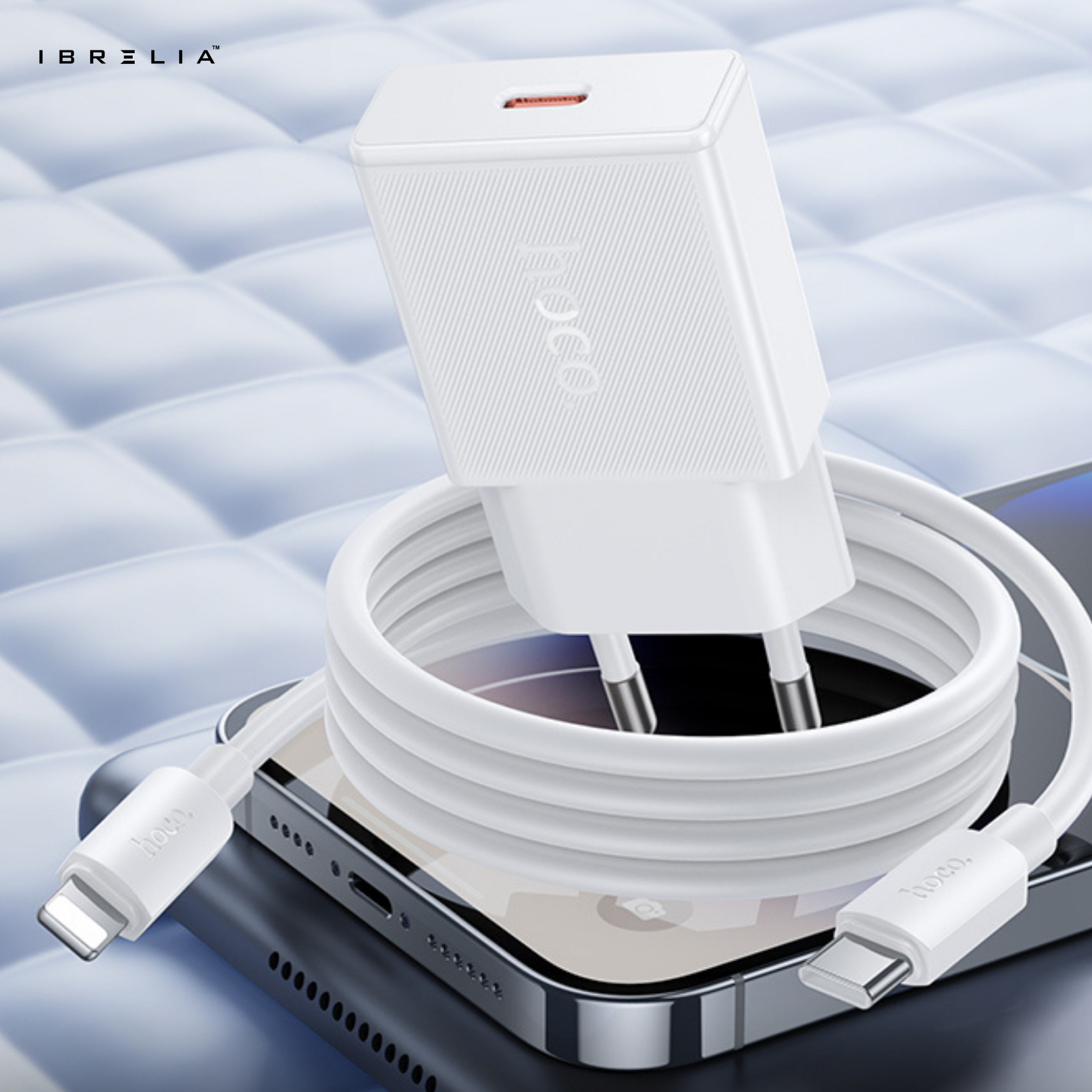 HOCO N72 MINI 20W GaN Ultra-Thin Fast Charger Set (USB-C to iPhone Cable) | IBRELIA™