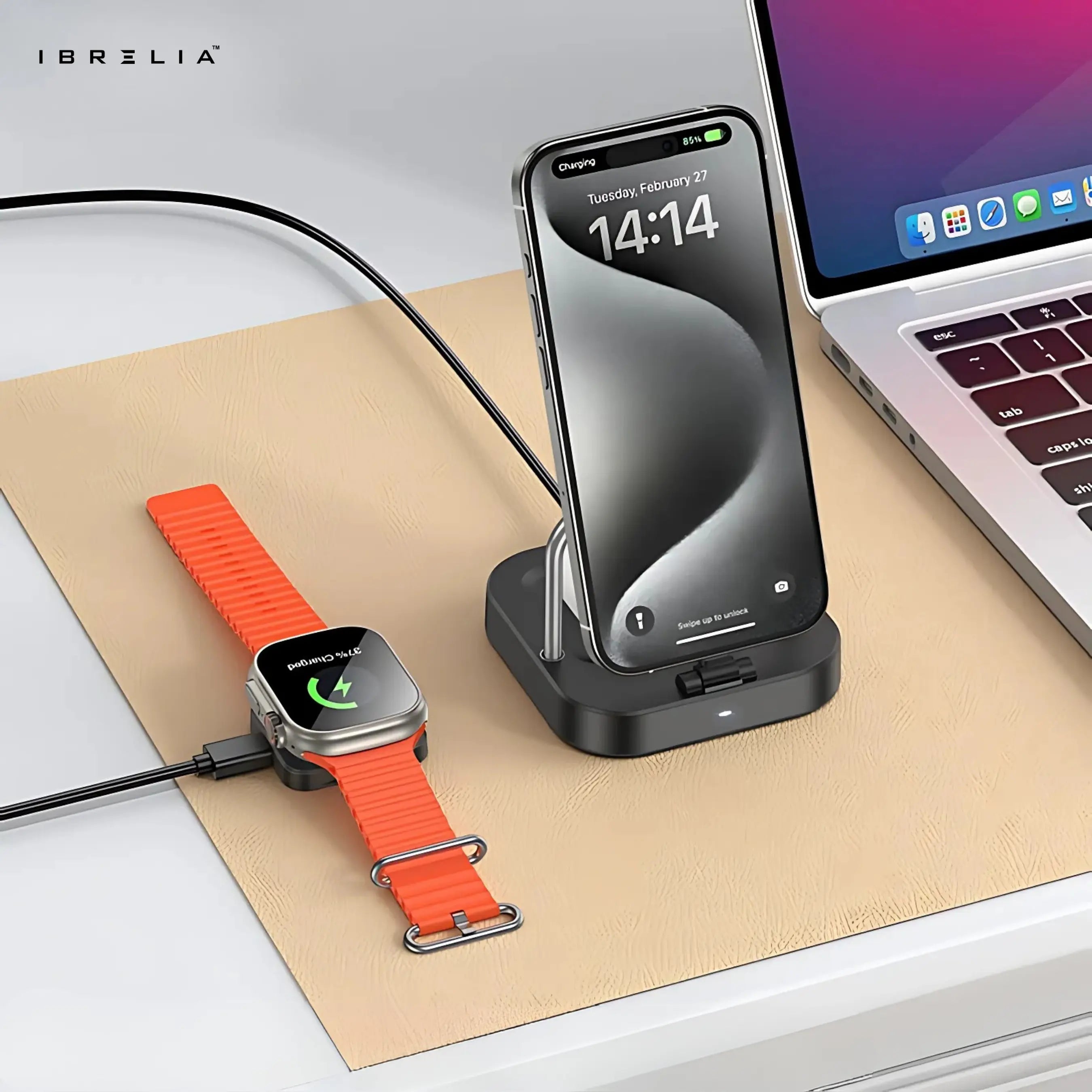 HOCO Desktop Wireless Charging Station CQ16A – 3-in-1 (Phone + Watch + Earbuds) | IBRELIA IBRELIA
