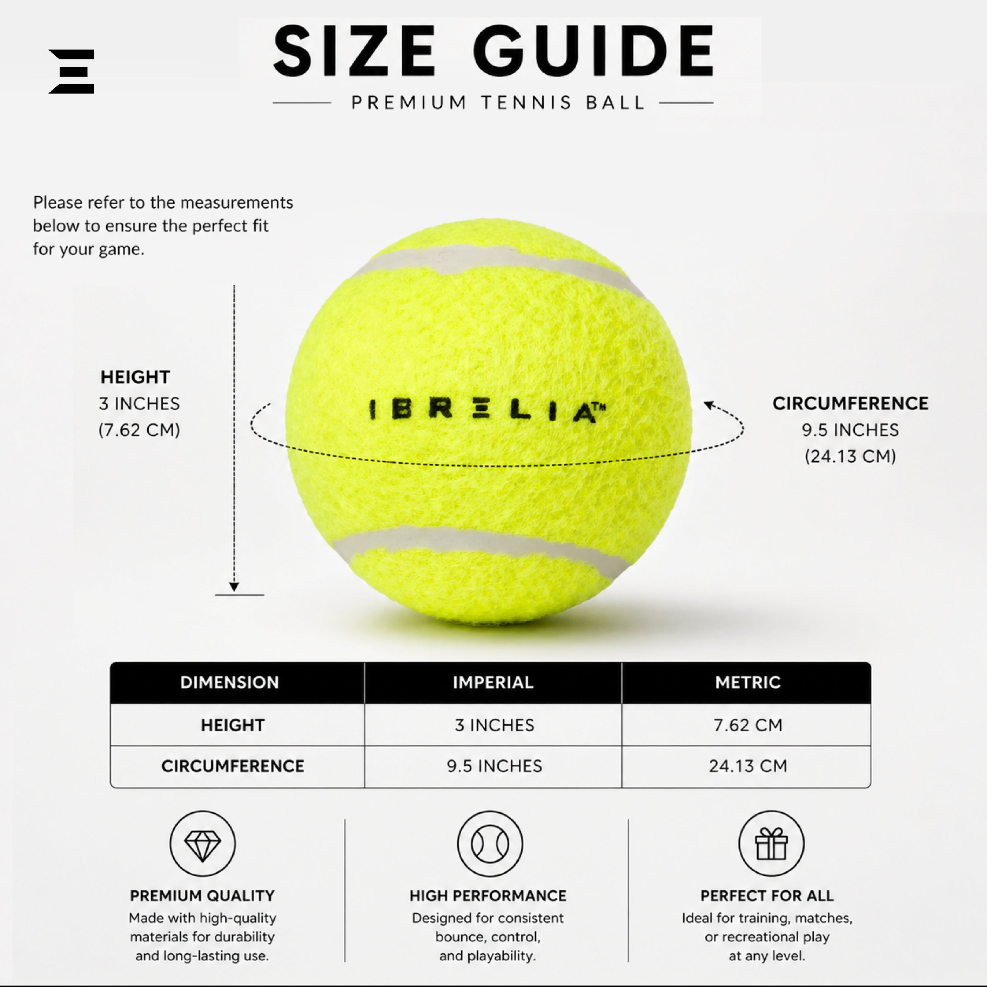 IBRELIA™ Premium Yellow Tennis Ball – High Bounce Felt Training Ball IBRELIA