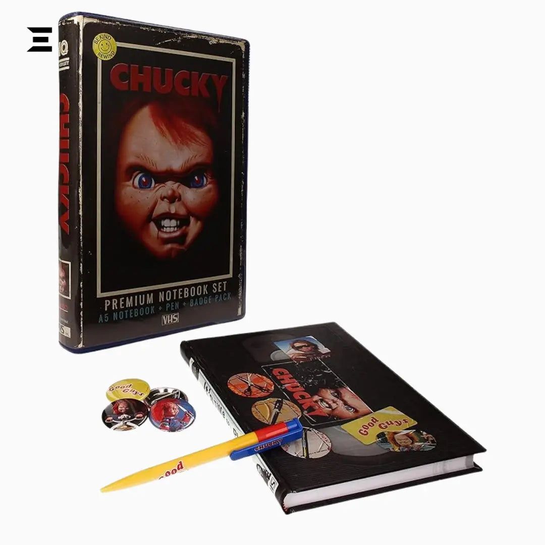 Chucky Premium Notebook Set – VHS Edition with Pen & Metallic Badges IBRELIA