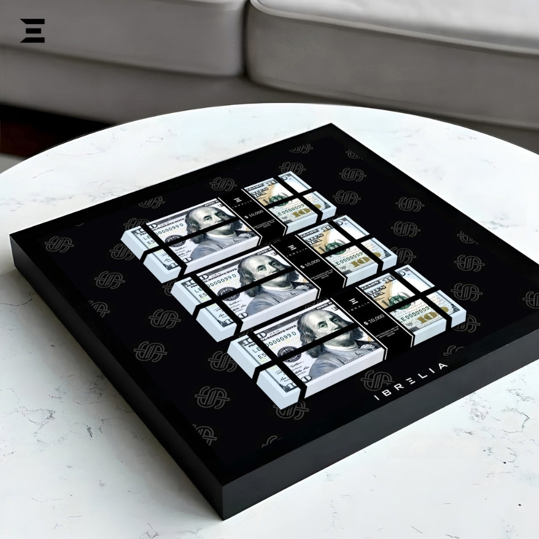 IBRELIA™ 3D USD Money Frame – $100 Stacks | Premium 12x12 Luxury Acrylic Display Frame IBRELIA