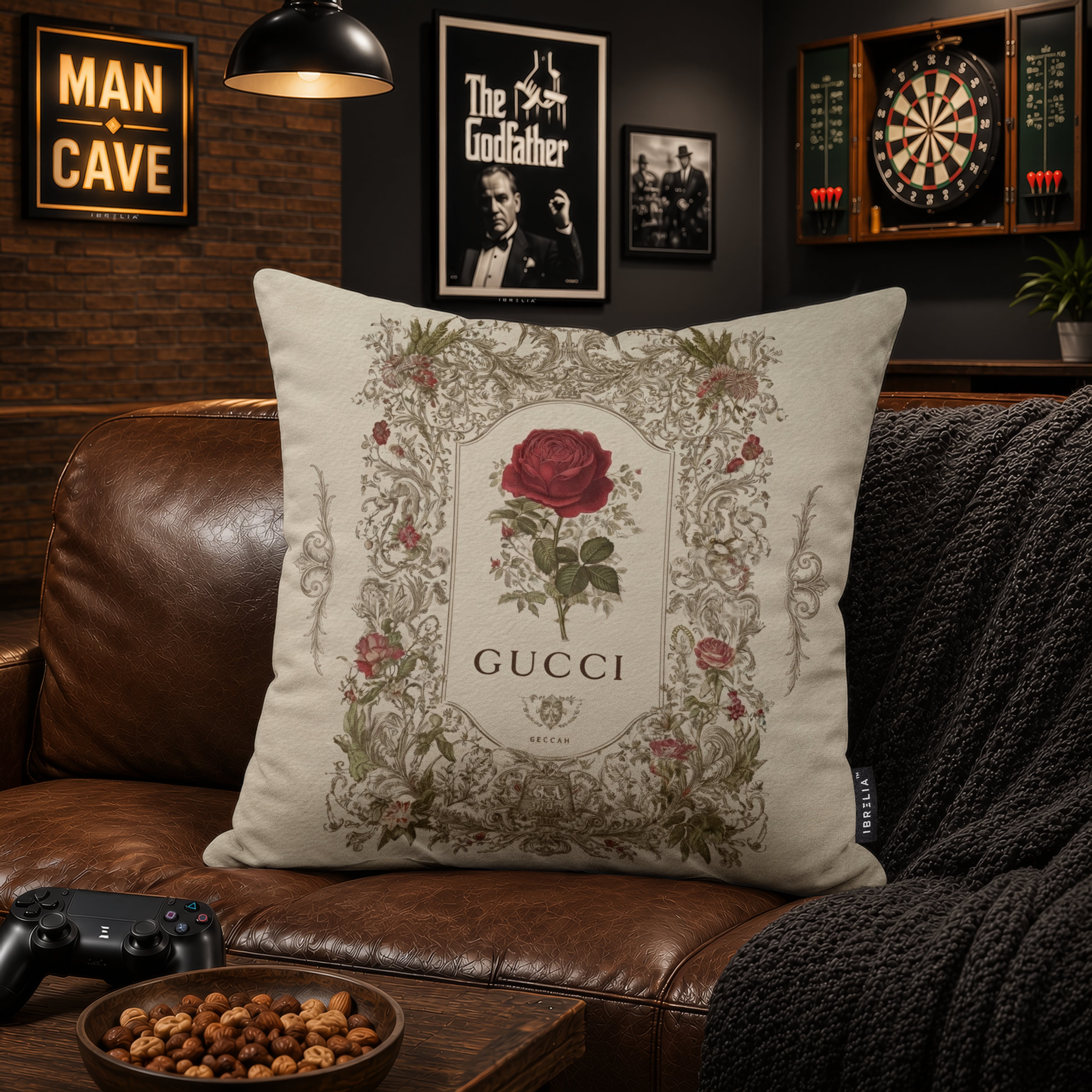 Luxury Vintage Rose Designer Cushion | Premium Velvet Suede | Double-Sided Print