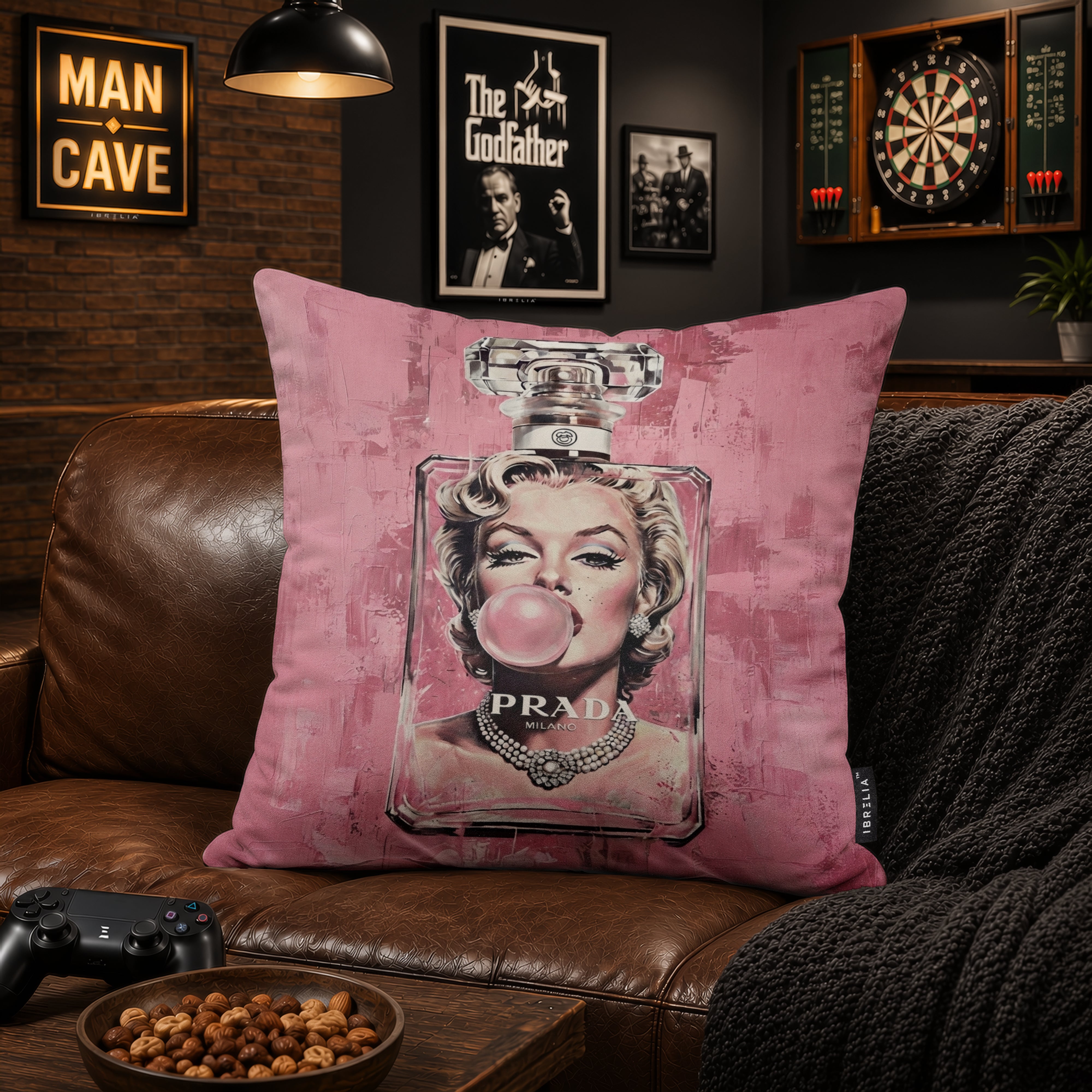 Luxury Pink Fashion Perfume Designer Cushion | Premium Velvet Suede | Double-Sided Print