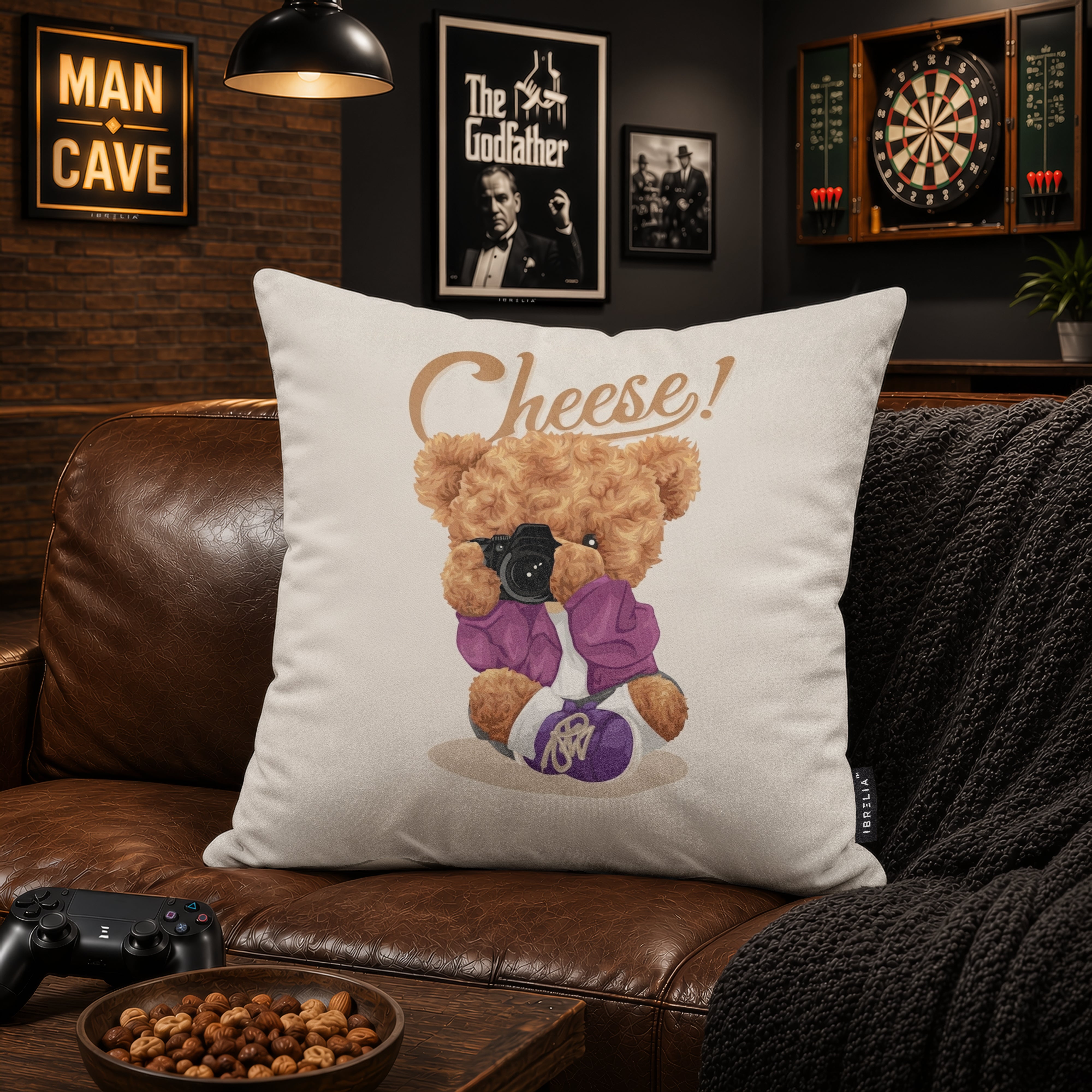 Cheese Teddy Cushion | Premium Velvet Suede | Double-Sided Print