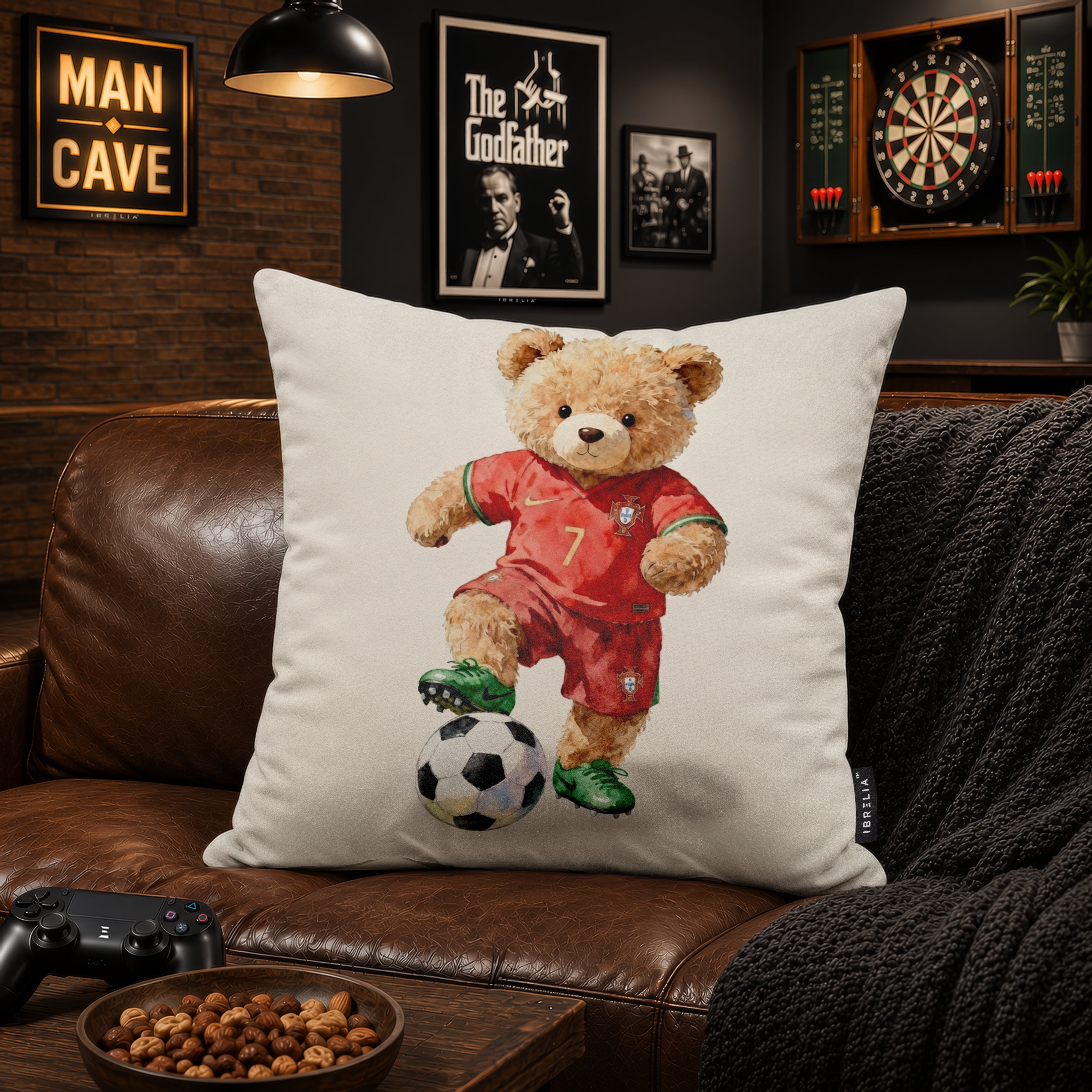 Cristiano Ronaldo Teddy Football Cushion | Premium Velvet Suede | Double-Sided Print