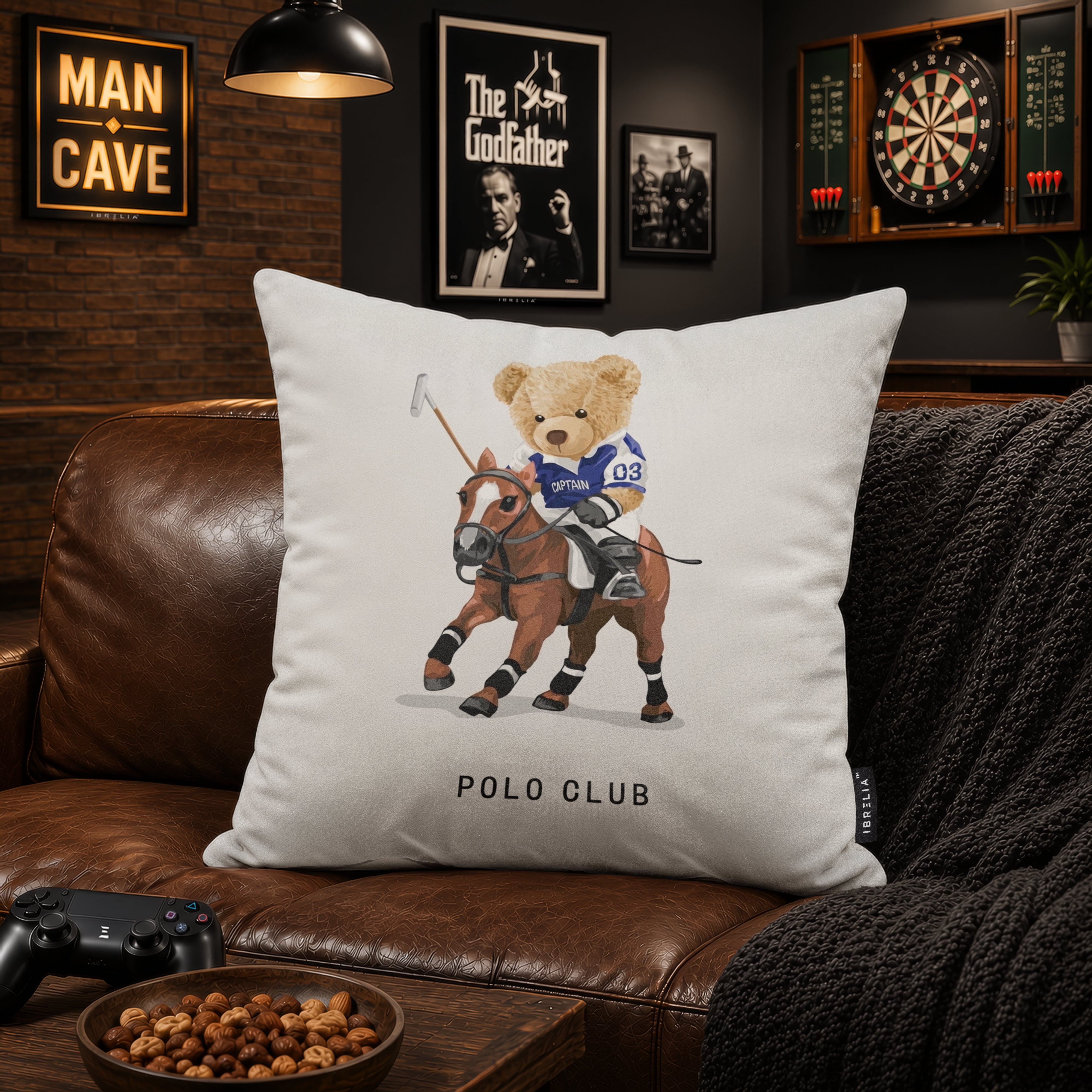 Polo Teddy Bear Velvet Suede Decorative Cushion | Premium Double-Sided Print