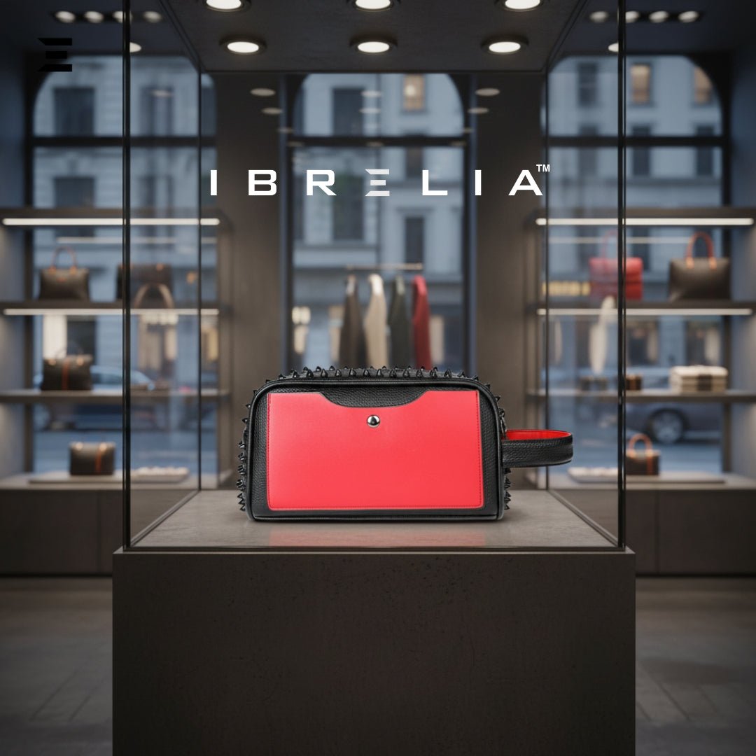 Elegant Black Rivet Leather Wrist Clutch – Unisex Evening & Party Bag IBRELIA™ - IBRELIA