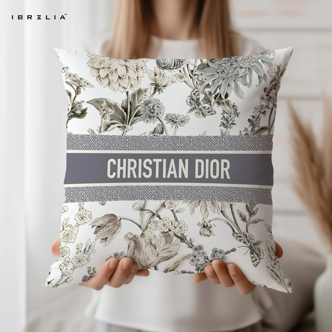 Elegant Botanical Pattern Cushion – 15x15 Inch Decorative Pillow | Double-Sided Print | Premium Fibre Filling | IBRELIA™ IBRELIA