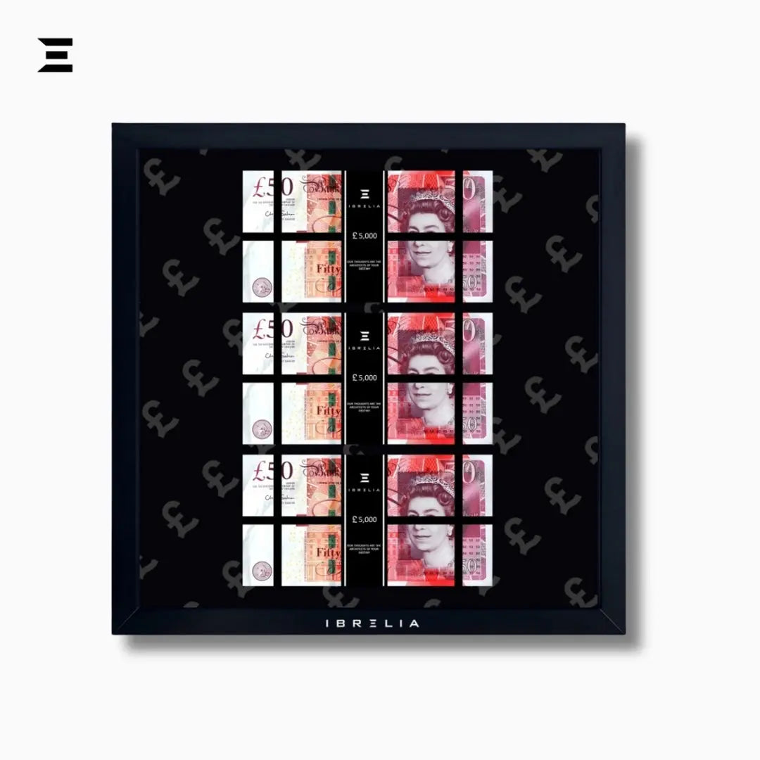 IBRELIA™ 3D Pound Money Frame – £50 Stacks | Premium Luxury Acrylic Display Frame IBRELIA