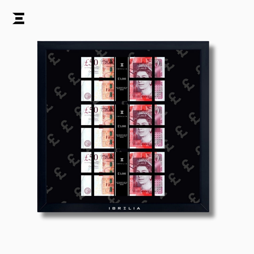 IBRELIA™ 3D Pound Money Frame – £50 Stacks | Premium Luxury Acrylic Display Frame IBRELIA