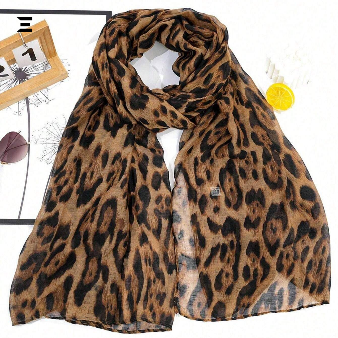 Leopard print scarf on a white background