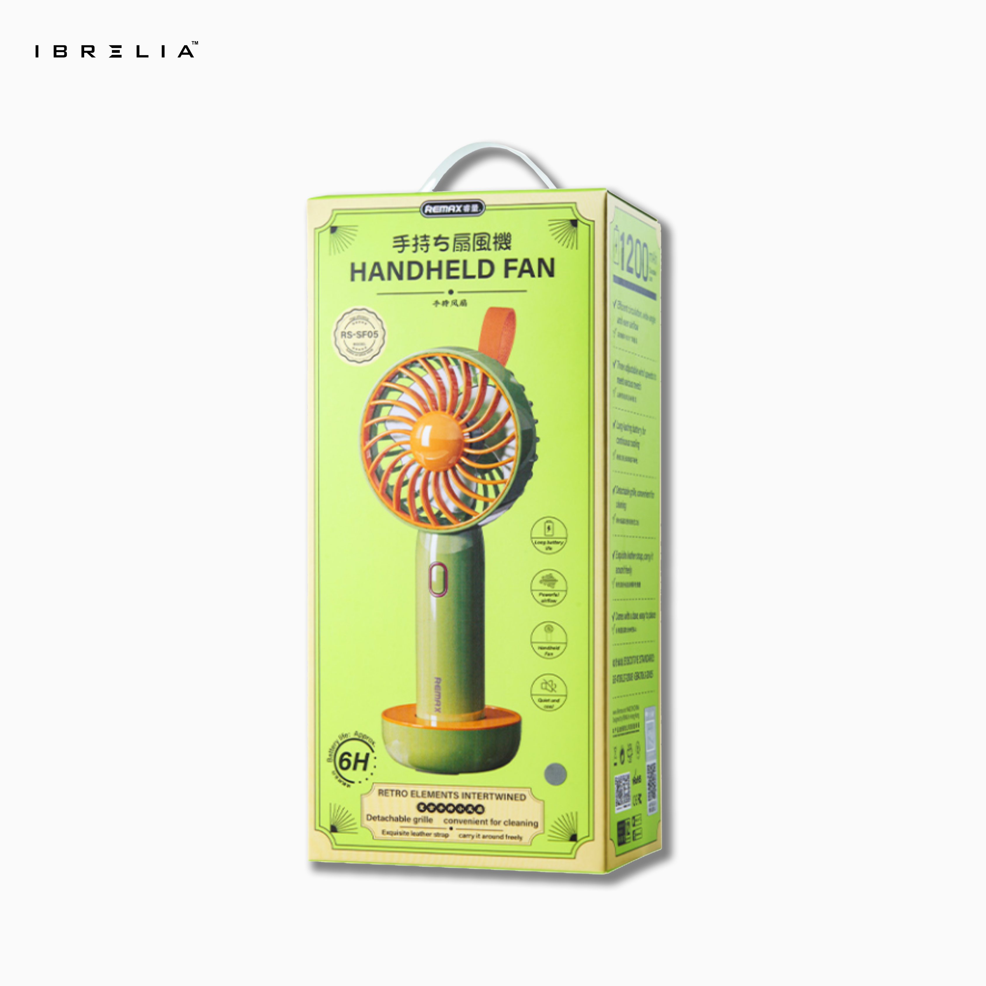 REMAX RS-SF05 Retro Handheld Mini Fan | Portable Cooling | USB Rechargeable | IBRELIA™