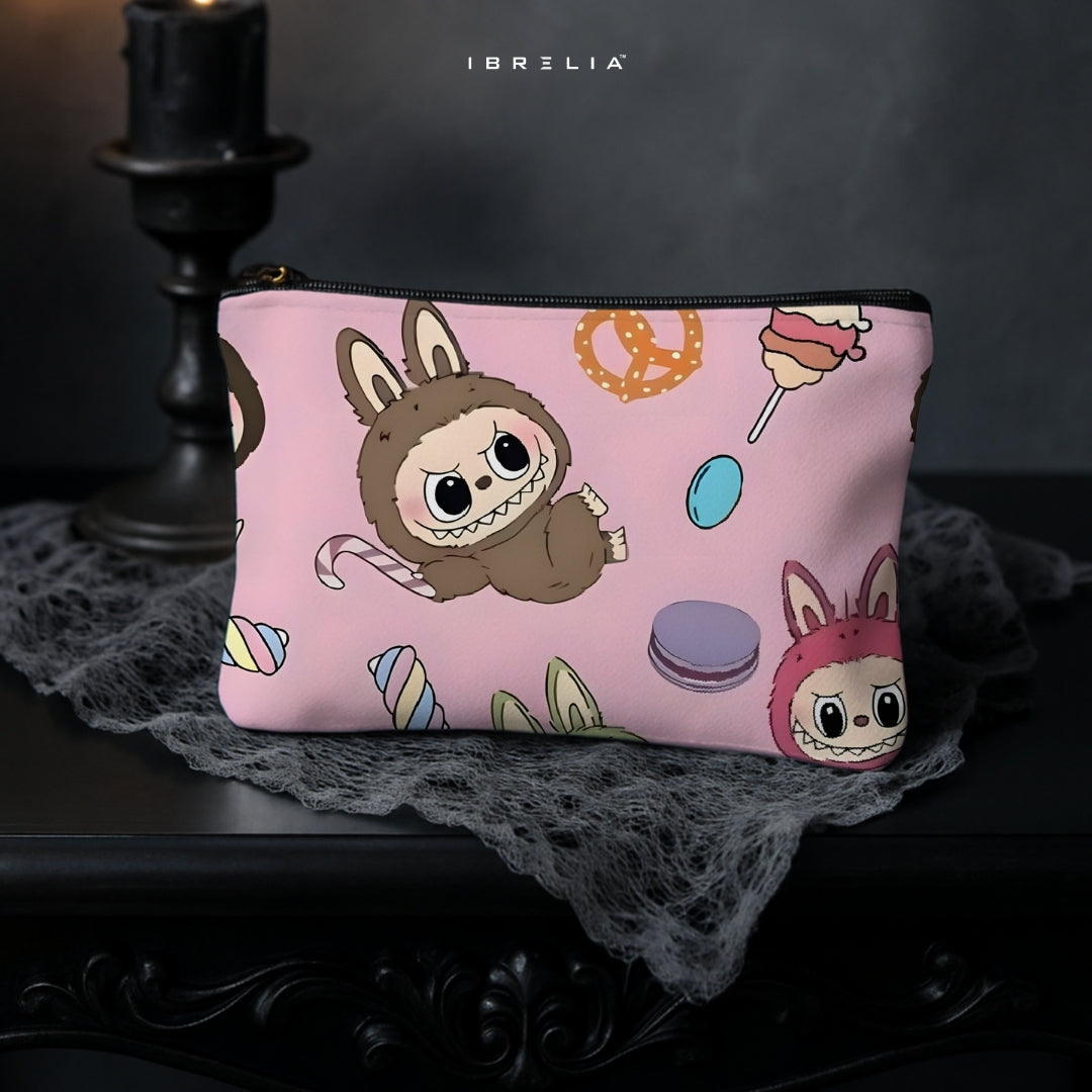 Cute Bunny Candy Aesthetic Makeup & Pencil Pouch – Kawaii Cartoon Print – IBRELIA™ IBRELIA