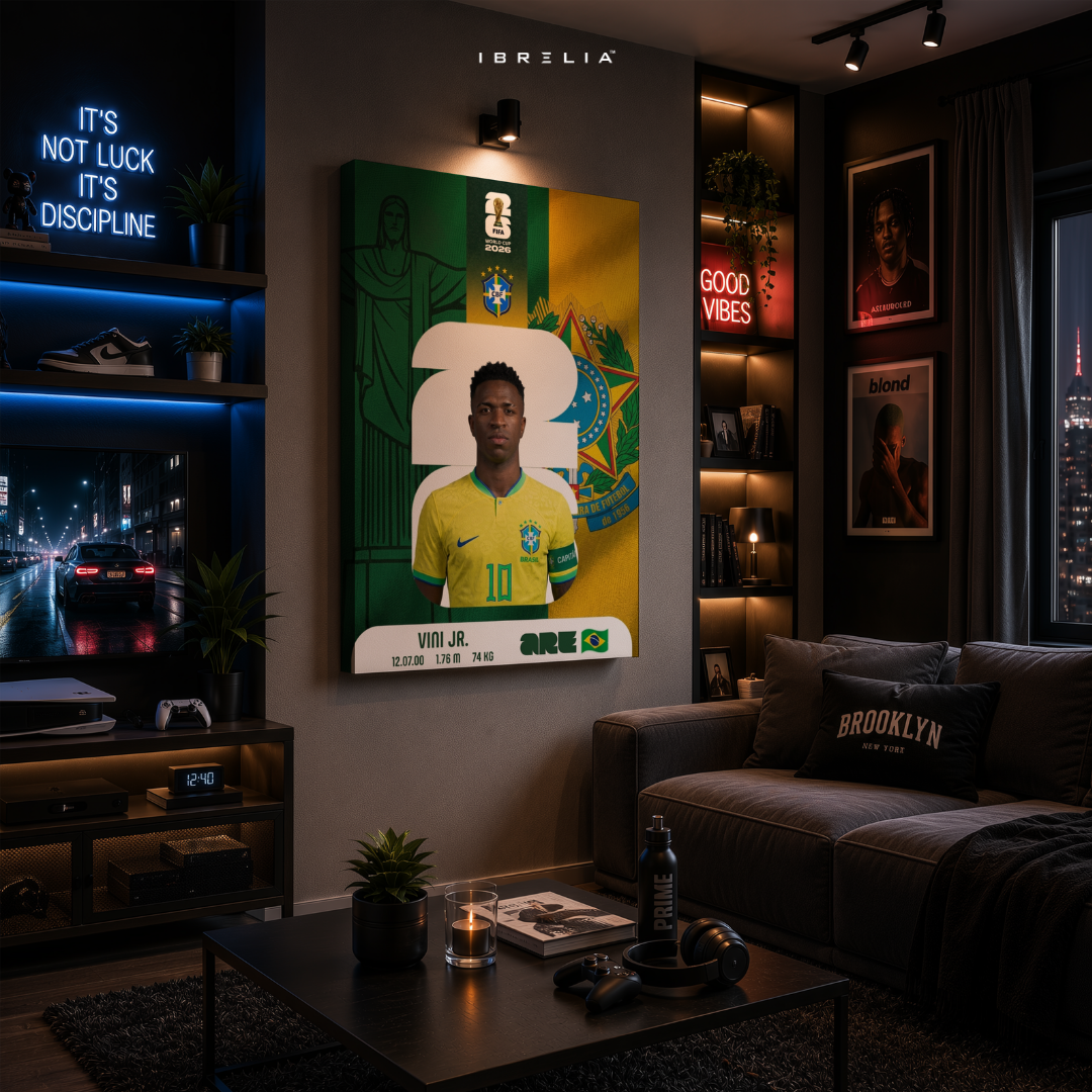 Vinícius Júnior FIFA World Cup 2026 Wall Art – Brazil Football | IBRELIA™