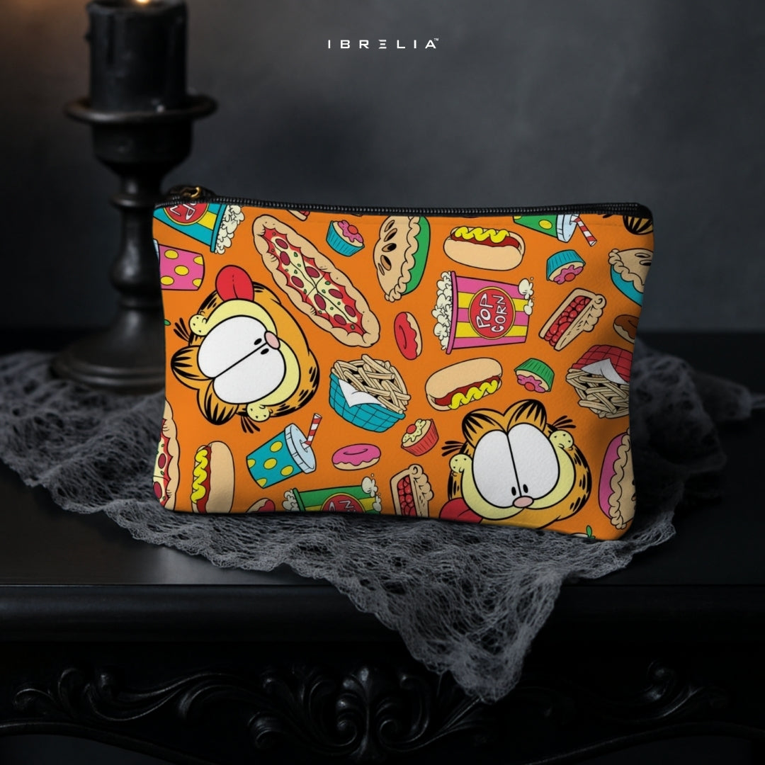 Garfield Fast Food Cartoon Makeup & Pencil Pouch – Cute Snack Print – IBRELIA™ IBRELIA