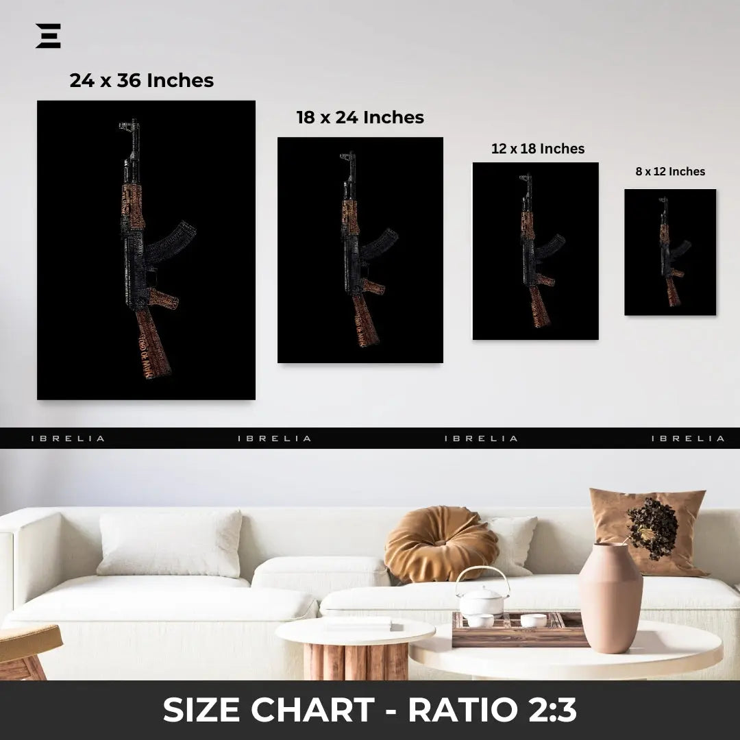 Premium Resin Coated Wall Art – Typography AK-47 Collectible | IBRELIA Pakistan IBRELIA