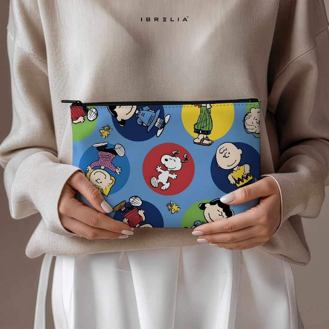 Peanuts Snoopy & Friends Makeup & Pencil Pouch – Cute Cartoon Print – IBRELIA™