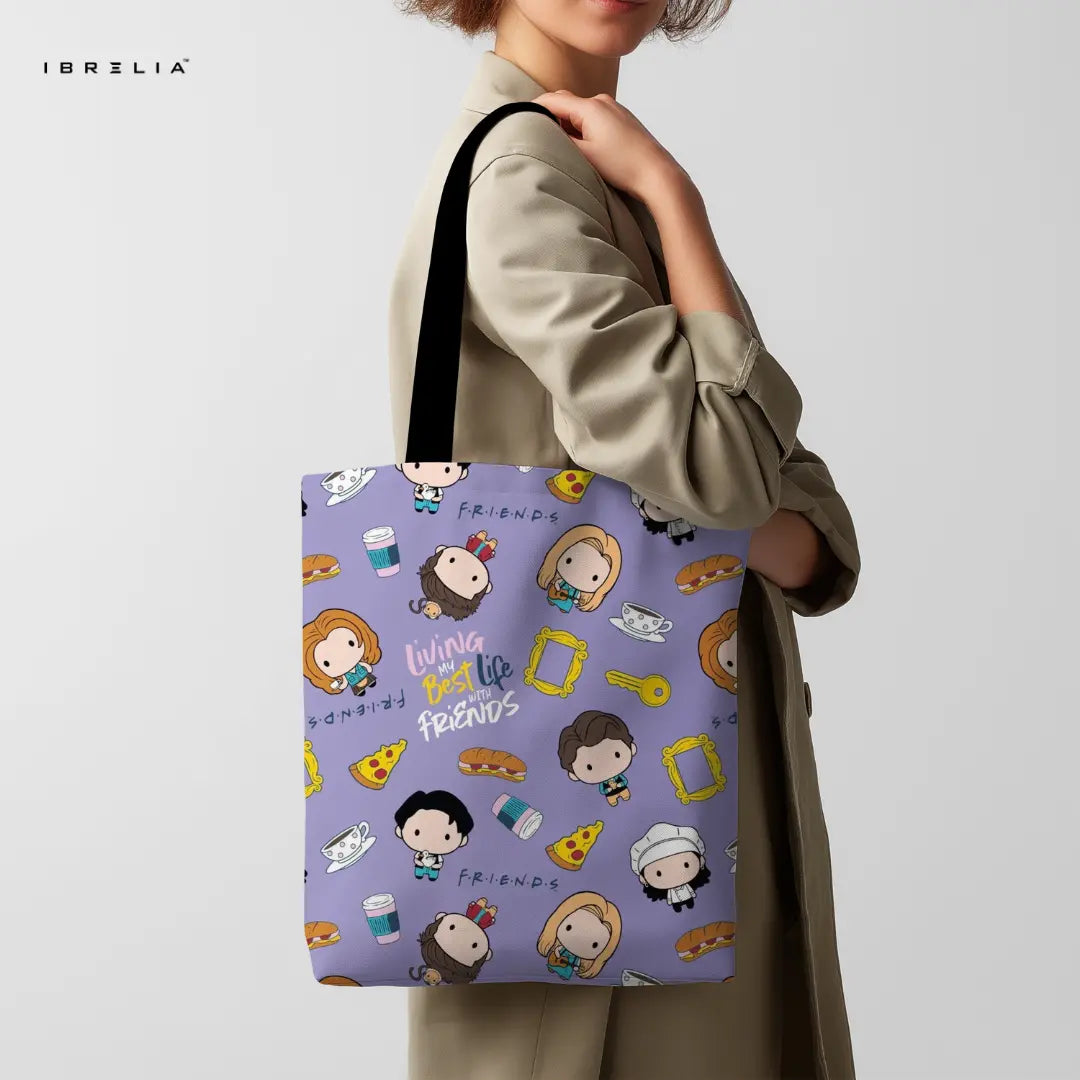 IBRELIA™ Friends Inspired Cartoon Tote Bag – Cute Minimal Character Design IBRELIA