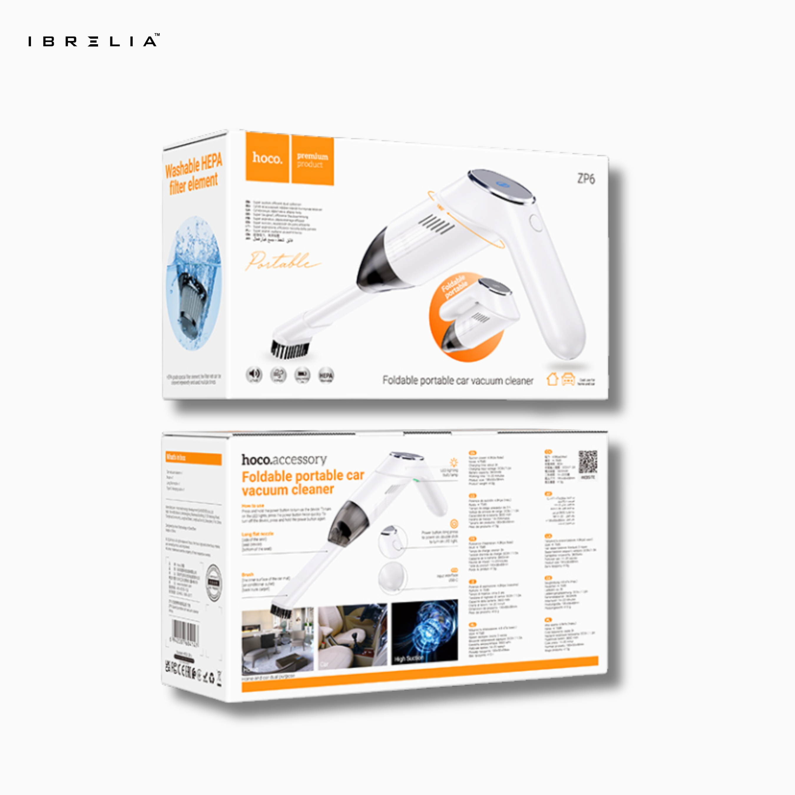 HOCO ZP6 Speed Portable Car Vacuum Cleaner – 55W High Suction, 4000mAh Foldable Design | IBRELIA™