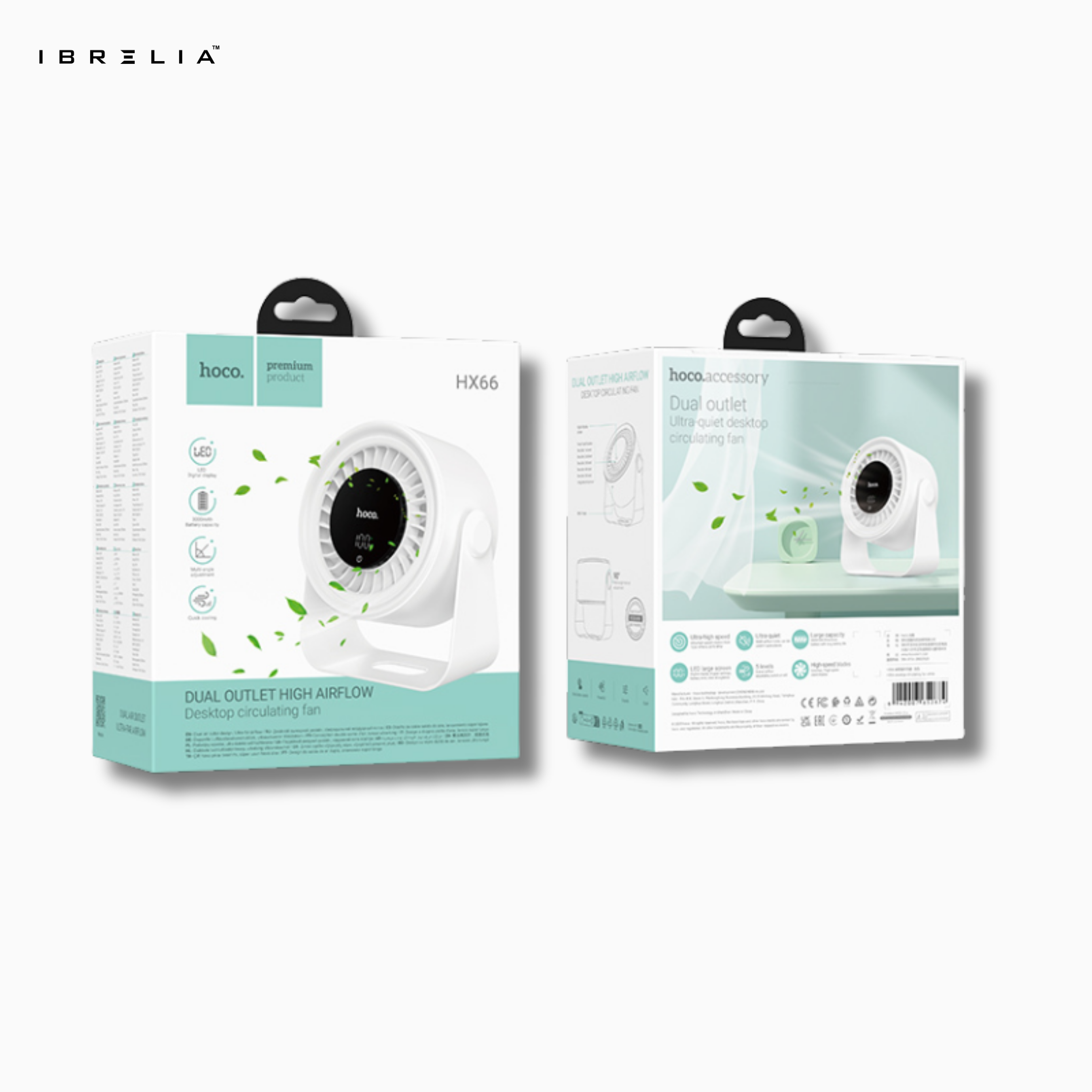 HOCO HX66 – Dual Outlet High Airflow Desktop Circulating Fan | IBRELIA™