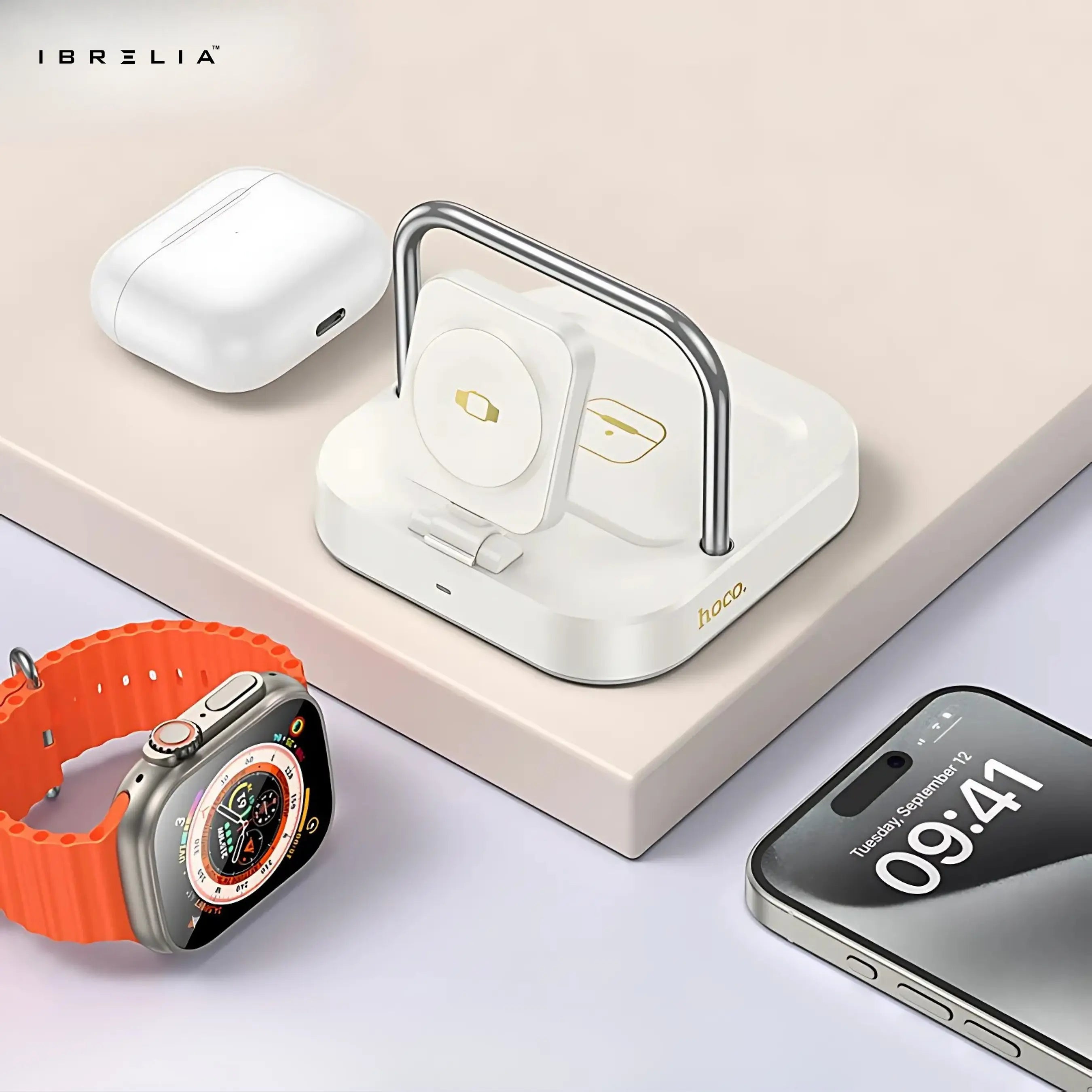 HOCO Desktop Wireless Charging Station CQ16A – 3-in-1 (Phone + Watch + Earbuds) | IBRELIA IBRELIA