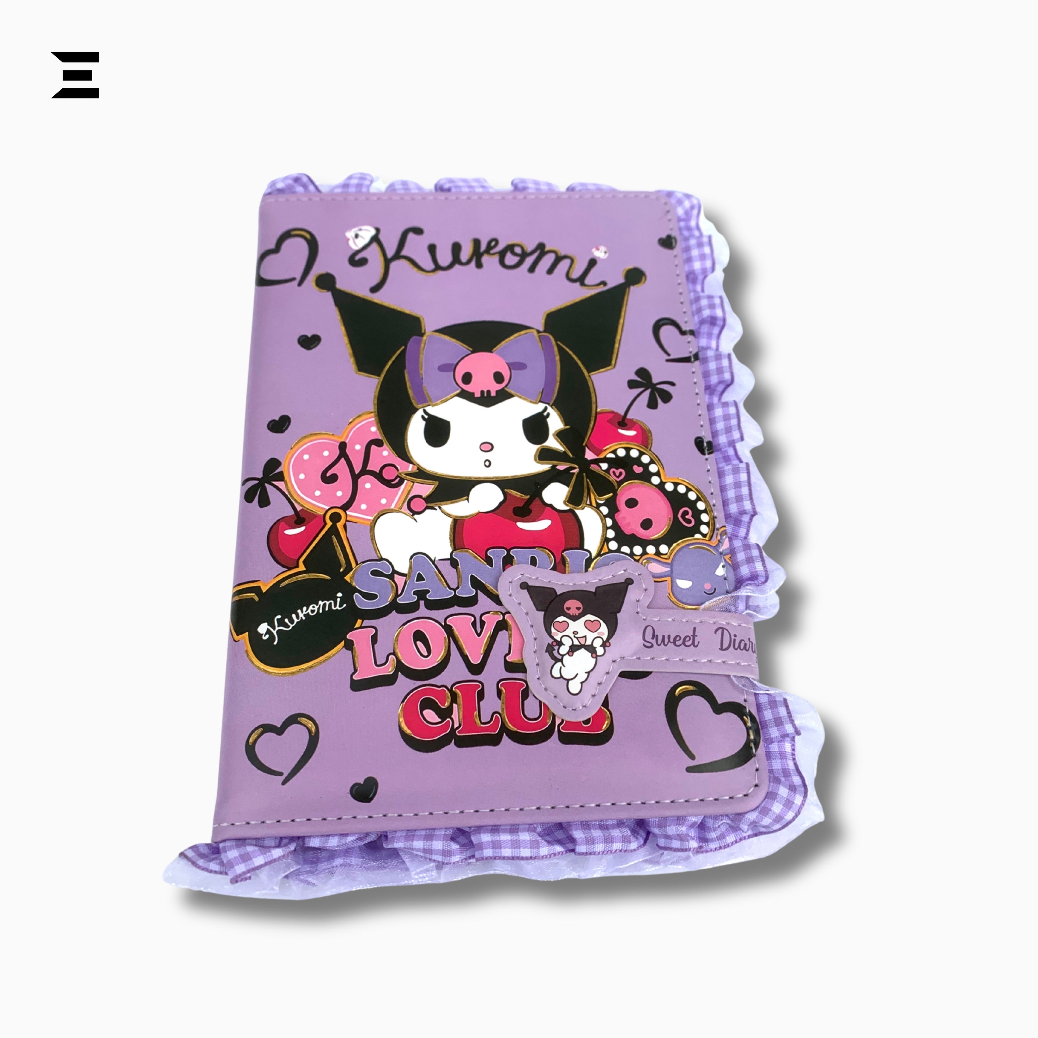 Kuromi Sanrio Lovers Club Diary Notebook A5 - Size | Cute Kawaii Journal with Strap | IBRELIA™ IBRELIA